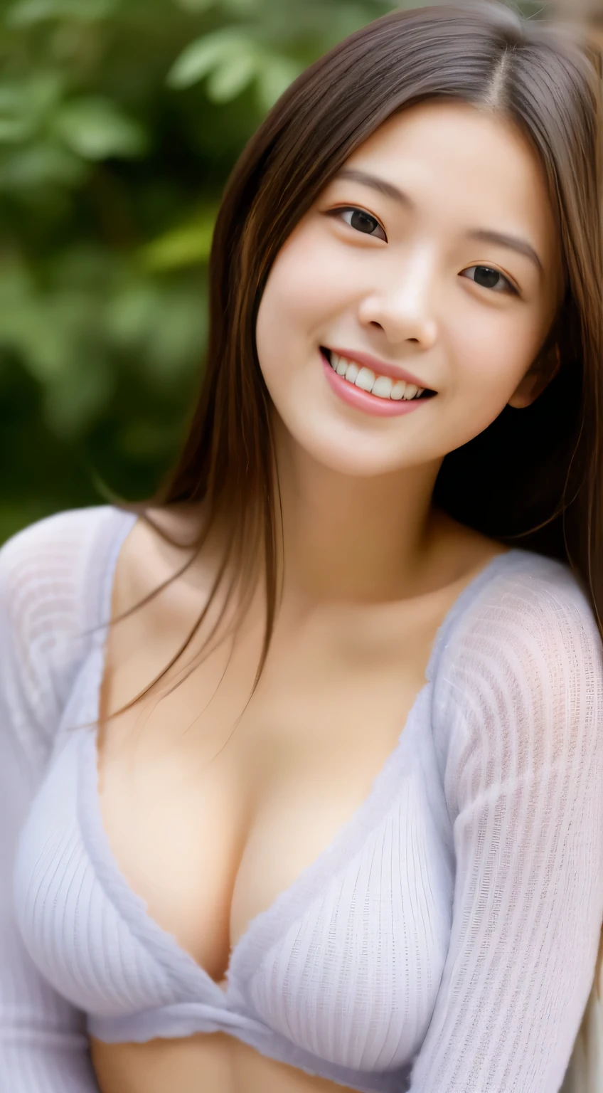 Japanese ),((beautiful girl)),cleavage,An expression that imagines something pleasant:1.2,(perfect body beauty:1.2),((perfect body)),(shy smile),beautiful teeth,