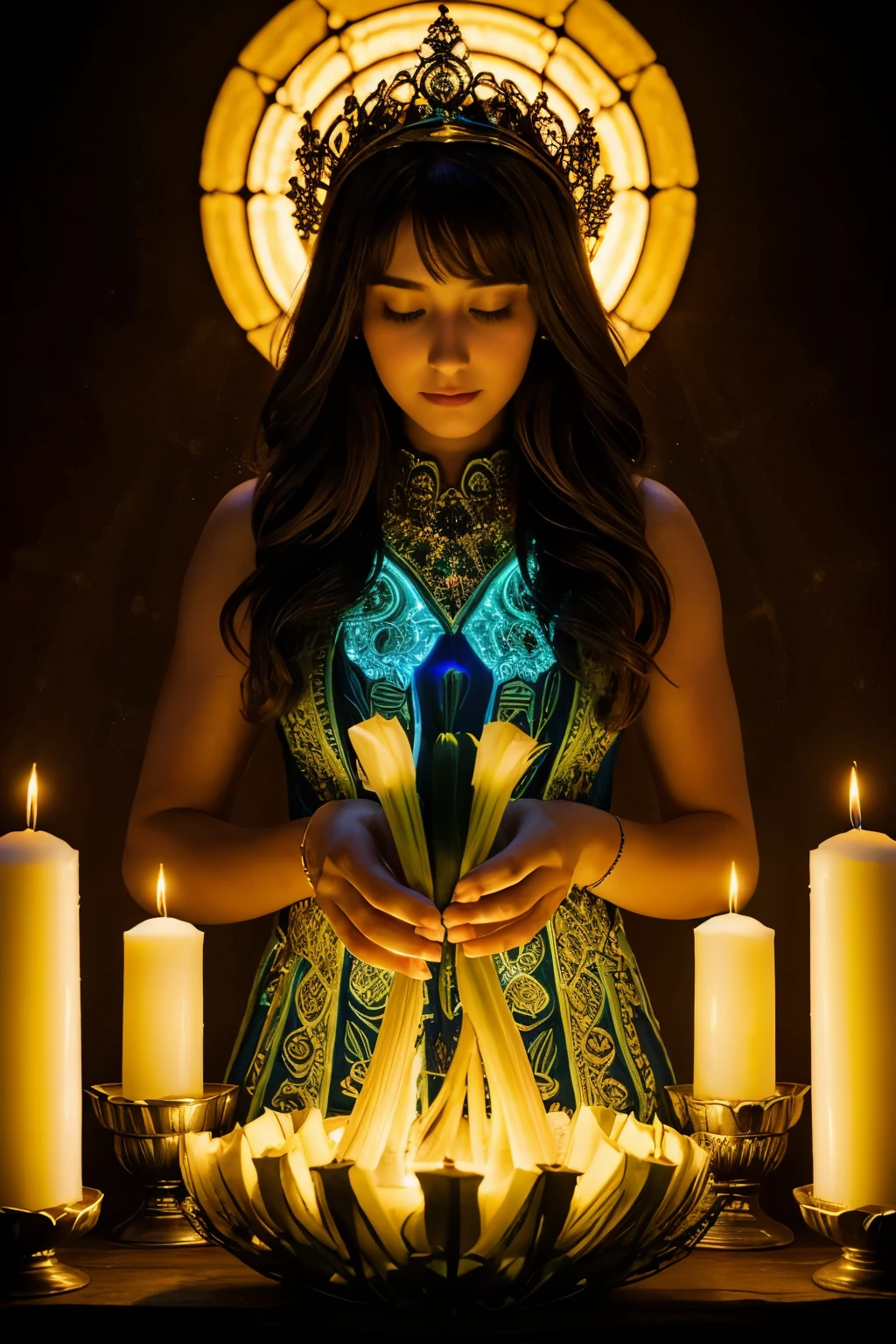 An ode to the parsnip queen, a beautiful and lovely young mystical woman, keeper of the sacred parsnip and its borderline magical powers, bioluminescent parsips, 36k resolution