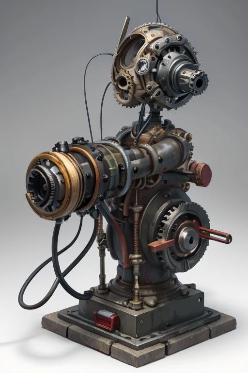 Mechanical Puppet, complex mechanism, gears, wires, pipes, joints