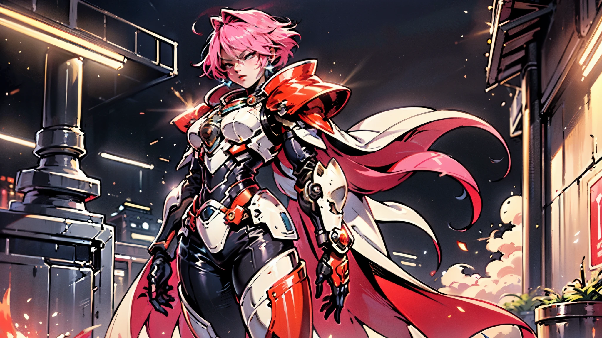 A woman adorned in fantasy-style full-body armor, a crown-concept fully enclosed helmet that unveils only her eyes, a composite layered chest plate, fully encompassing shoulder and hand guards, a lightweight waist armor, form-fitting shin guards, the overall design is heavy-duty yet flexible, ((the armor gleams with a golden glow, complemented by red and blue accents)), exhibiting a noble aura, she floats above a fantasy-surreal high-tech city, this character embodies a finely crafted fantasy-surreal style armored hero in anime style, exquisite and mature manga art style, (Queen bee mixed with Spider concept Armor, plasma, blood), ((Element, energy, elegant, goddess, femminine:1.5)), metallic, high definition, best quality, highres, ultra-detailed, ultra-fine painting, extremely delicate, professional, anatomically correct, symmetrical face, extremely detailed eyes and face, high quality eyes, creativity, RAW photo, UHD, 32k, Natural light, cinematic lighting, masterpiece-anatomy-perfect, masterpiece:1.5
