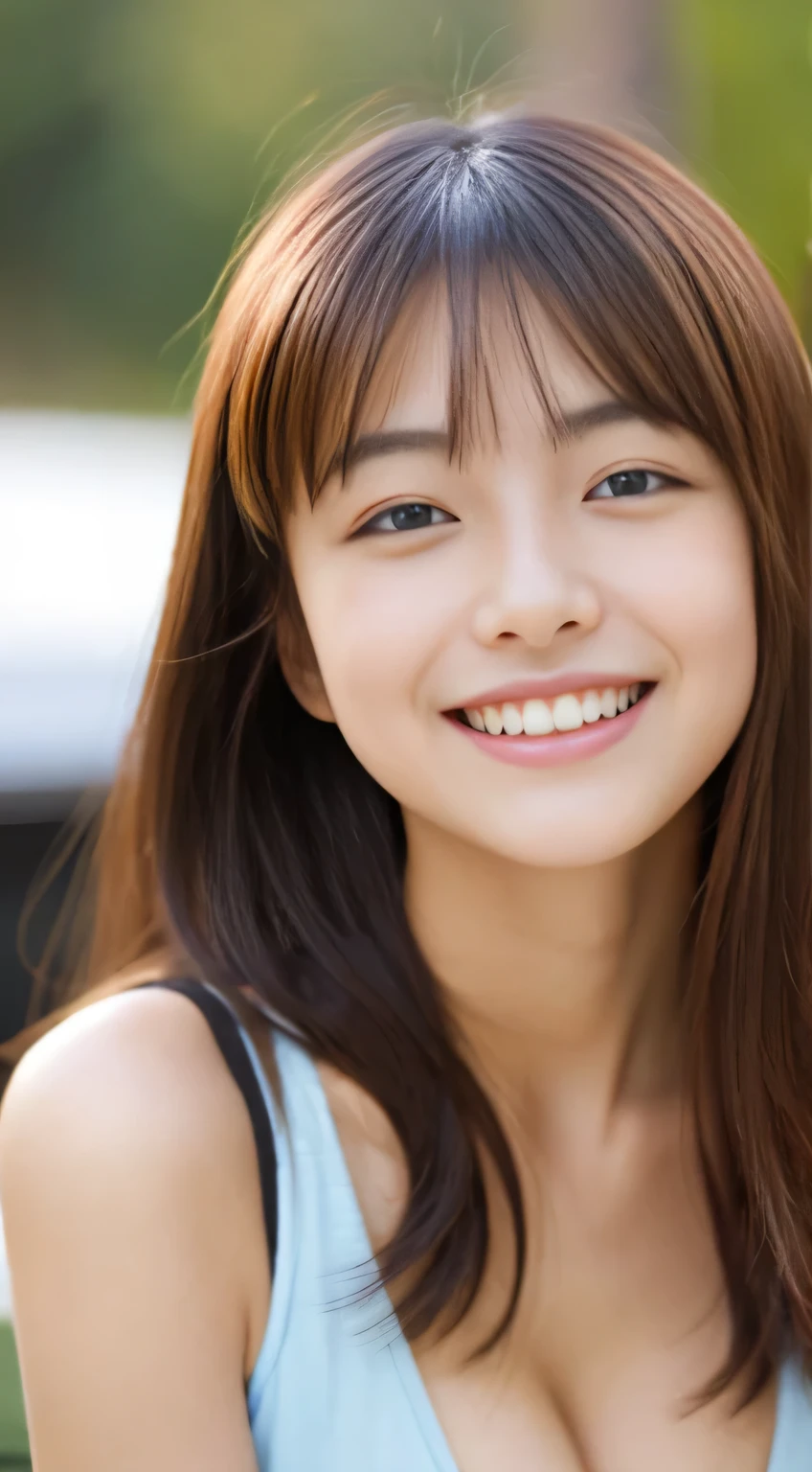 Japanese ),((beautiful girl)),cleavage,An expression that imagines something pleasant:1.2,(perfect body beauty:1.2),((perfect body)),(shy smile),beautiful teeth,