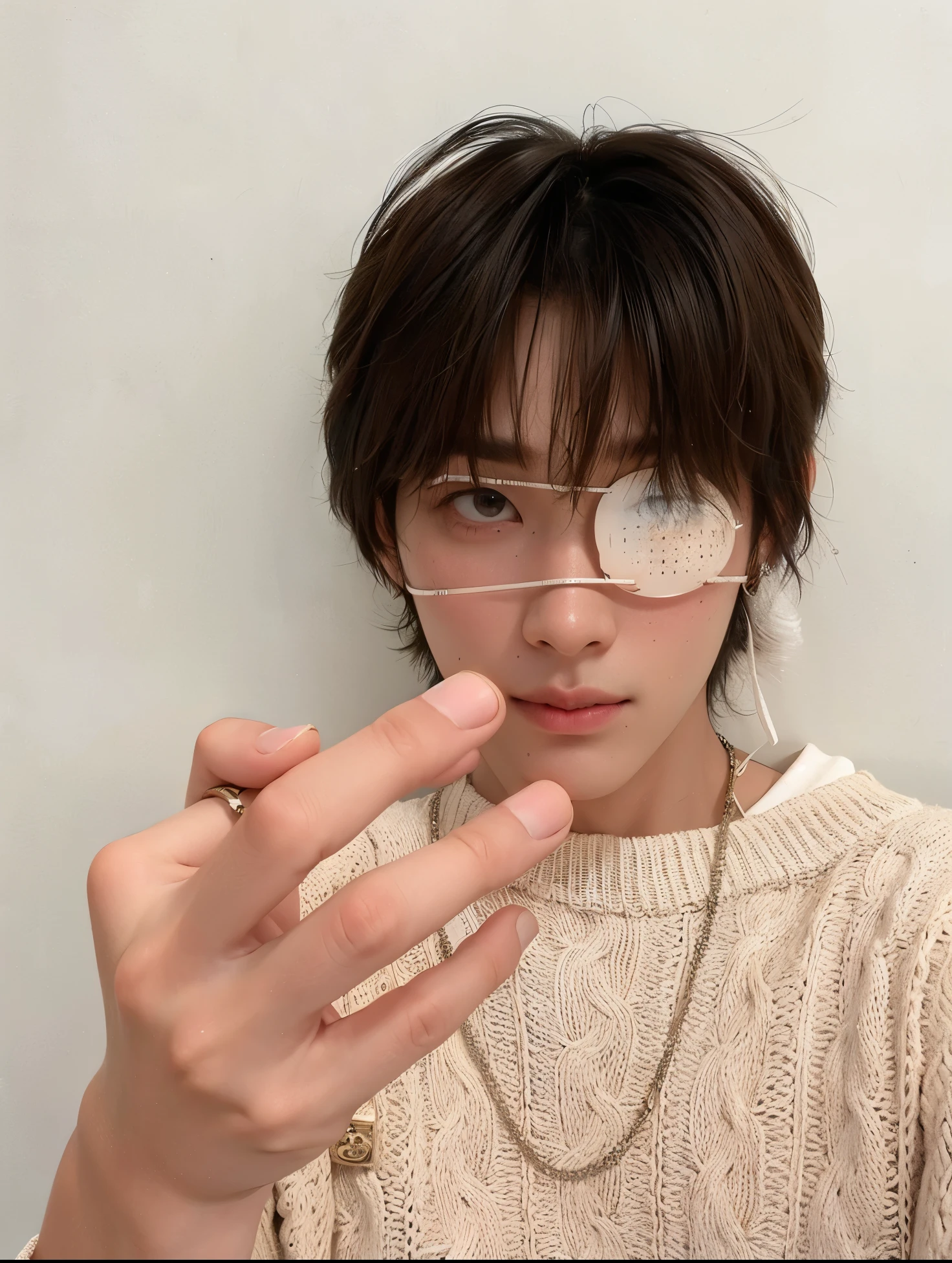 Hombre arafed con una venda en la cara y un par de gafas., he wears an parche en el ojo, jinyoung shin, Jung Jaehyun, kim doyoung, parche en el ojo, wearing an parche en el ojo, cai xukun, ( ( los anteojos ) ), Parche sobre un ojo, pintar ulzzang, usando un parche sobre un ojo, kpop boy, face cute