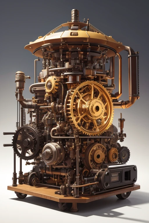 Mechanical Puppet, complex mechanism, gears, wires, pipes, joints