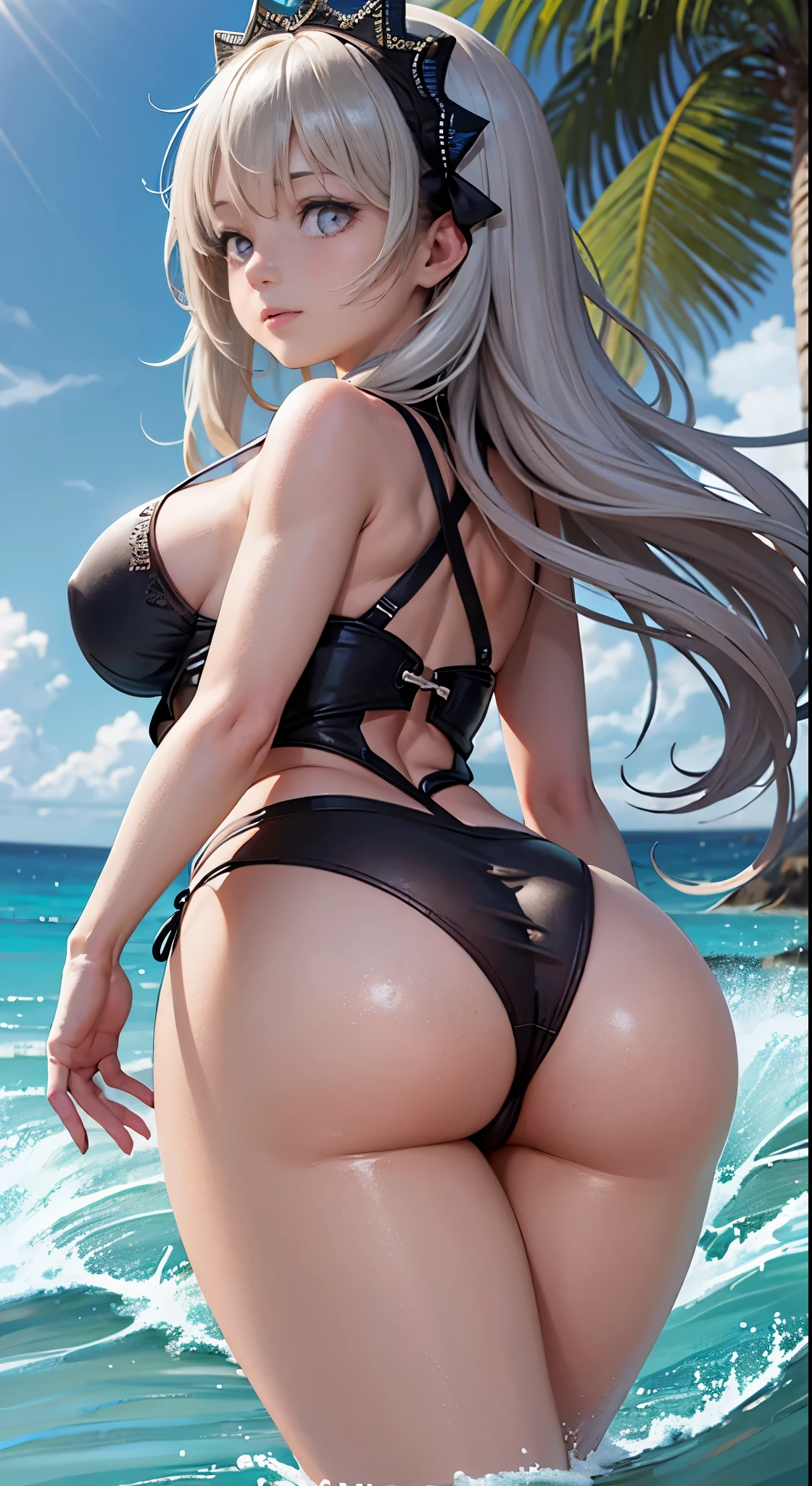 (obra maestra, Vibrante escena de playa:1.2), (mimosa:1.5) , (Enjoying a sunny day:1.1), (con un bikini blanco de tanga:1.4), (Well-endowed bust and curvilinear melt:1.4) , (cuerpo proporcional a pesar de su baja estatura:1.1), (Photograph taken from behind to highlight your buttocks:1.5) , (Slowly turning to look at the camera:1.2), (playful expression:1.1), (capturando su belleza y confianza:1.1), (Ambiente junto al mar:1.1), (Refreshing ocean waves:1.1) hiperdetallado, detalles locos, bellamente graduado de color, motor irreal, DOF, Super-Resolution,Megapixel, Cinematic Lightning, Antialiasing, FKAA, TXAA, RTX,SSAO,Procesamiento posterior, Post Production, Mapeo de tonos, ..cgi, VFX, SFX, insanely detailed and intricate , Hiper maximalista, hiperrealista, volumetic, fotorrealista, Ultra Fotorrealista, ultra detallado, Detalles intrincados,8k, Super detailed , a todo color, volumetric illumination, HDR, realista, motor irreal, 16k, sharp focus. Renderizado de octanaje