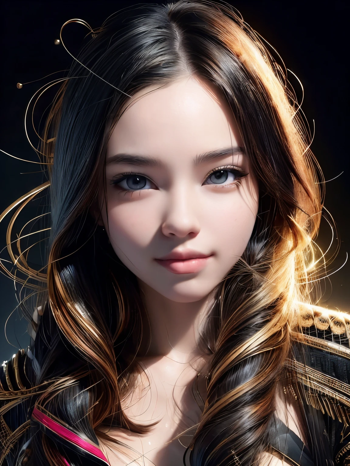 1girl, hyper-realistic, Indonesian, upper body portrait, big smile, big breast, detailed shading, realistic lighting by Rik Lee and Ivan Slavinsky, high resolution, digital painting, smooth skin texture