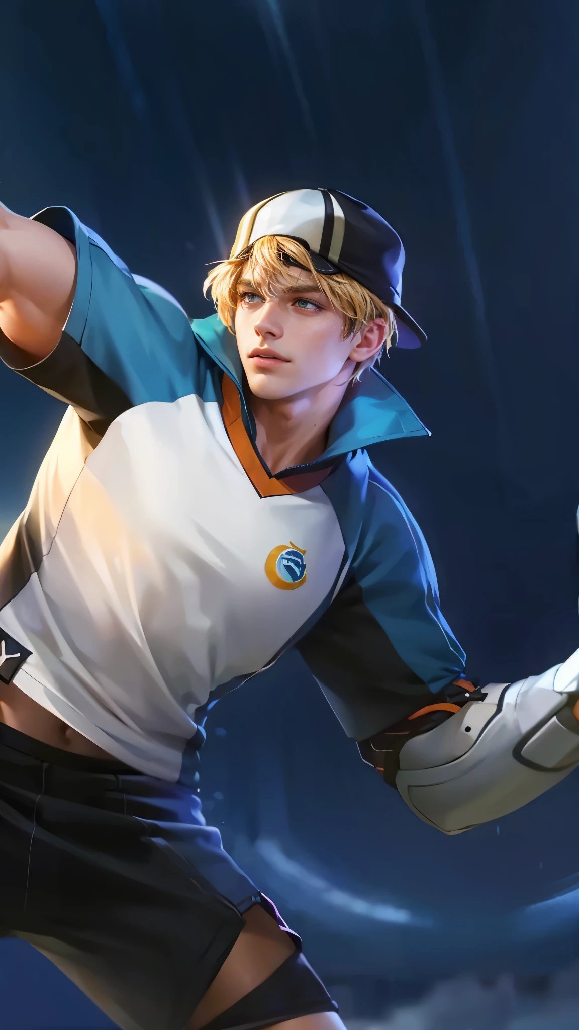 Best quality, masterpiece, detailed skin texture, detailed clothes texture, detailed face, super detail, 8k, intricate detail, 1 boy, The color doesn't change, Muscle guy, 1 guy, there is a man that is playing tennis in the rain