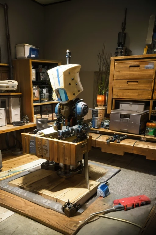 Mechanical Puppet, complex mechanism, gears, wires, pipes, joints