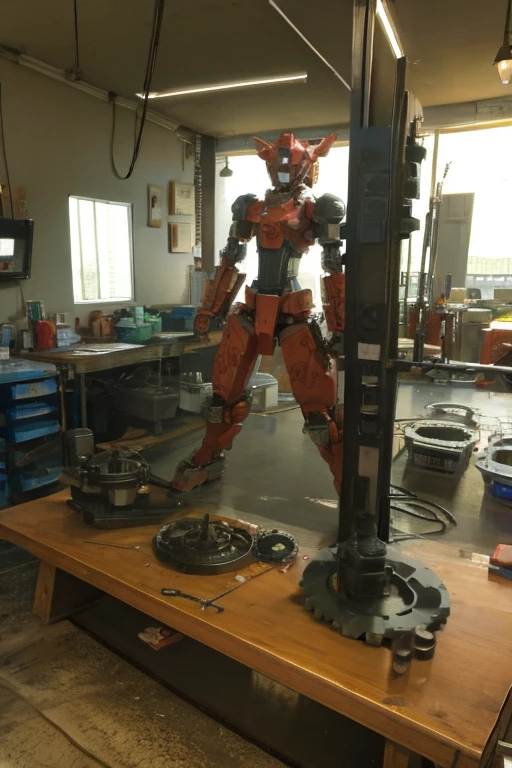Mechanical Puppet, complex mechanism, gears, wires, pipes, joints