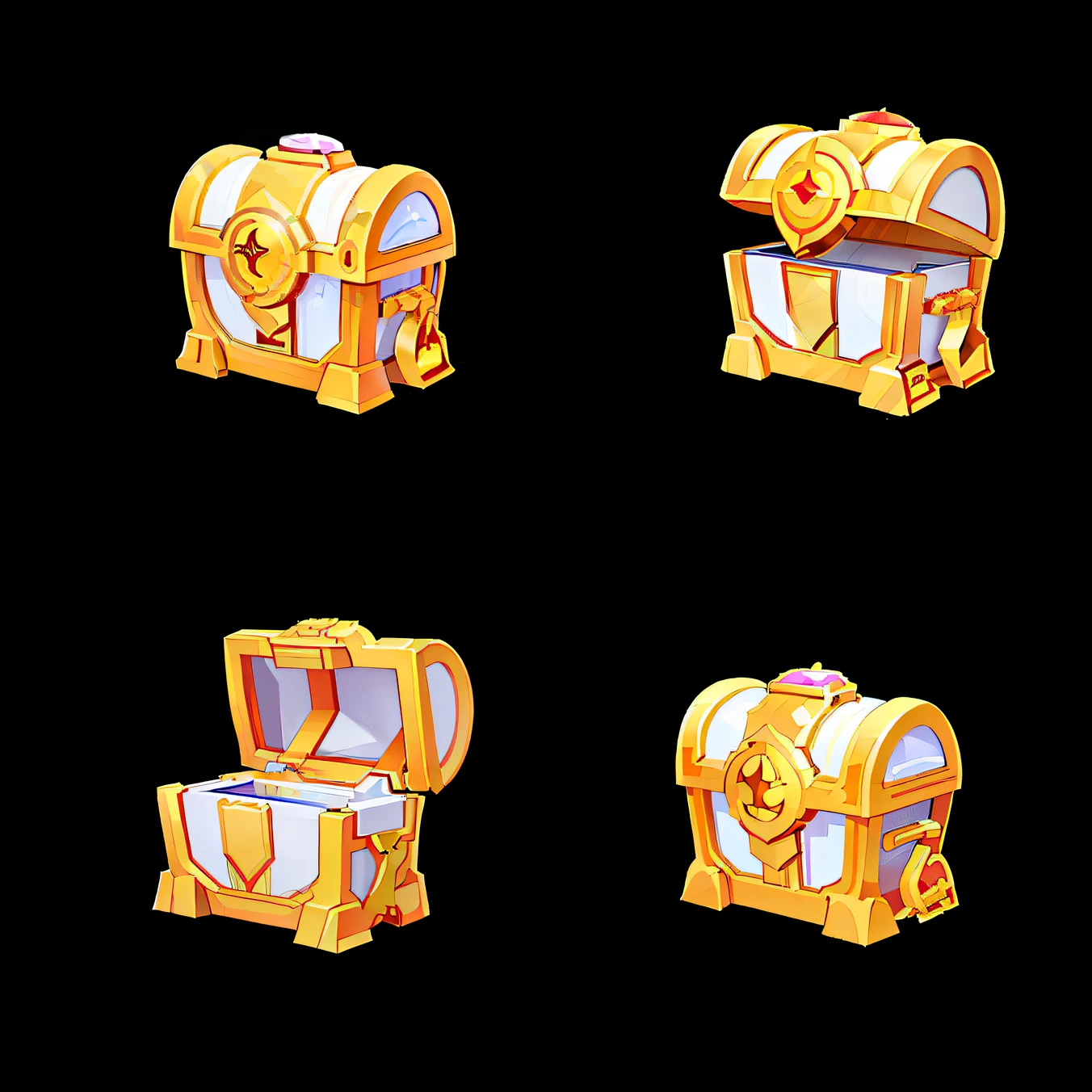 (masterpiece, top quality, best quality, official art, Beautiful and beautiful: 1.2), (8k, best quality, masterpiece: 1.2), three different types of boxes,Q version icon,Chinese style, game assets, object concept art, hologram, high detail, 8k, Chinese style,