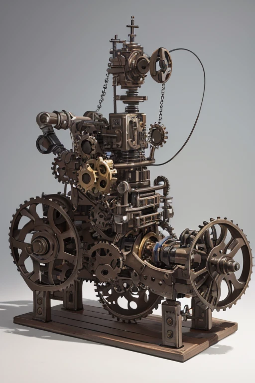 Mechanical Puppet, complex mechanism, gears, wires, pipes, joints