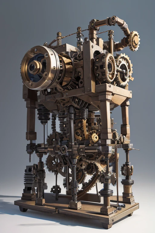 Mechanical Puppet, complex mechanism, gears, wires, pipes, joints