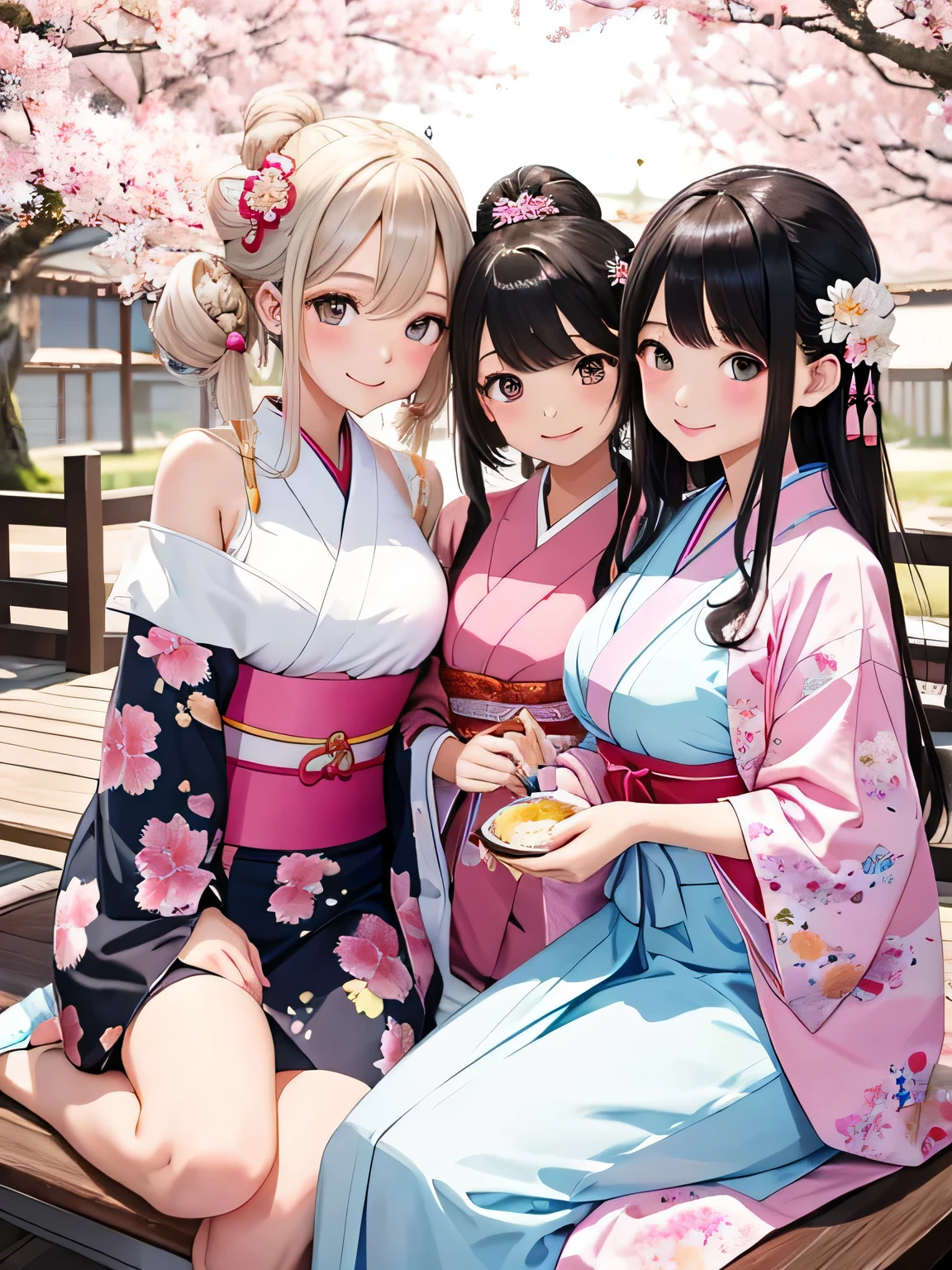 highest quality、High resolution、detailed background、beautiful and detailed face、beautiful and smooth skin、skin texture、professional lighting、Beautiful teenage girl、(two women)、(huge breasts:1.2)、dressy kimono style、emphasize cleavage、
We recommend gentle colors such as pink and white., Reminiscent of cherry blossom petals.、
Choose a kimono or yukata、Pair your feet with geta or sandals for a more atmospheric look.。.、
Japanese hairstyles such as buns and bobbas also look good on you..、
You can also increase the cuteness by using hair ornaments and hairpins.、
doll&#39;festival、This is a traditional Japanese festival held on March 3rd.。.、
especially, 女の子にはひなdollを飾り、There is a custom of eating peach blossoms and sweets to pray for healthy growth.。.、smile、enjoy、sexual expression、looking at me so happy、cute