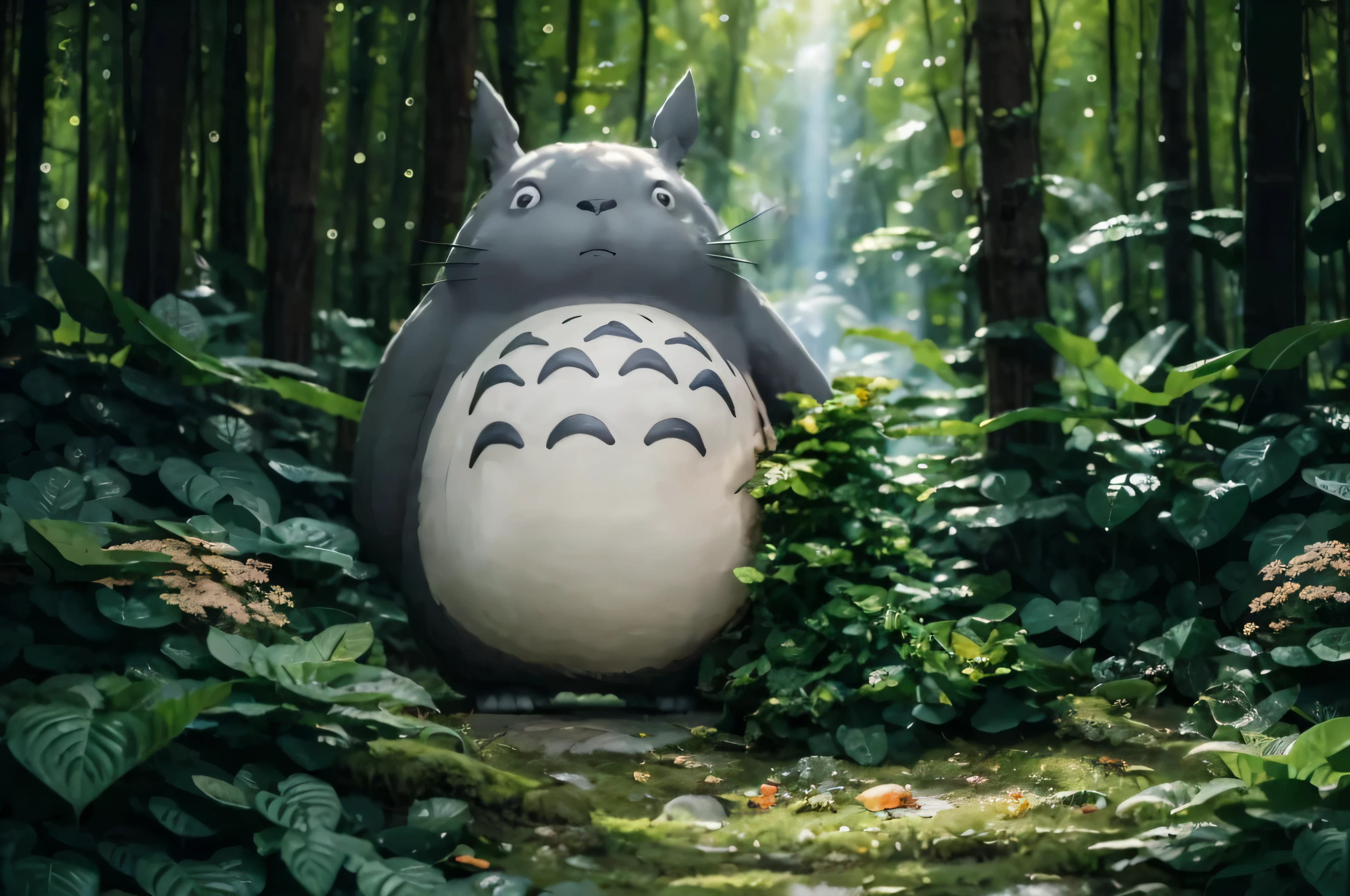 there is a large chinchilla statue in the middle of a forest, chinchilla sitting in a forest, portrait of real life chinchilla, real life chinchilla, chinchilla from my neighbor chinchilla, chinchilla, of chinchilla, Hayao Miyazaki'animation, my neigbor chinchilla, Studio Ghibli Hot Topics, Studio Ghibli filters