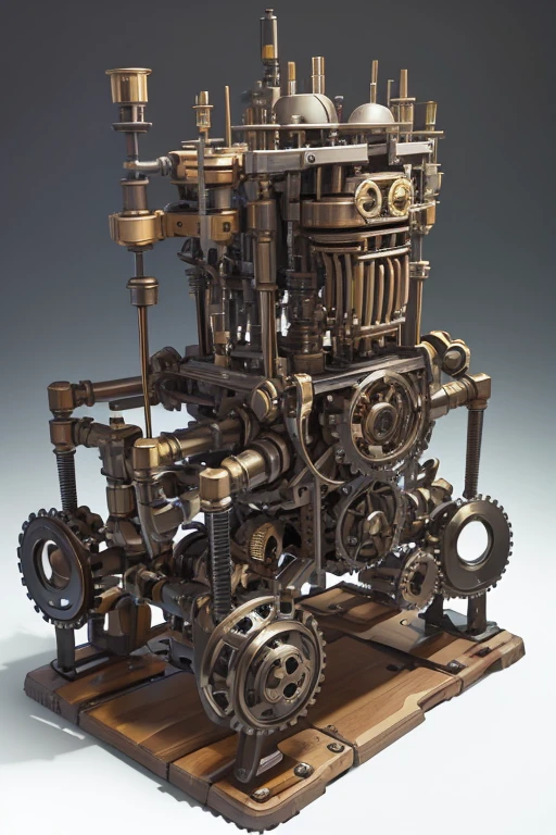 Mechanical Puppet, complex mechanism, gears, wires, pipes, joints