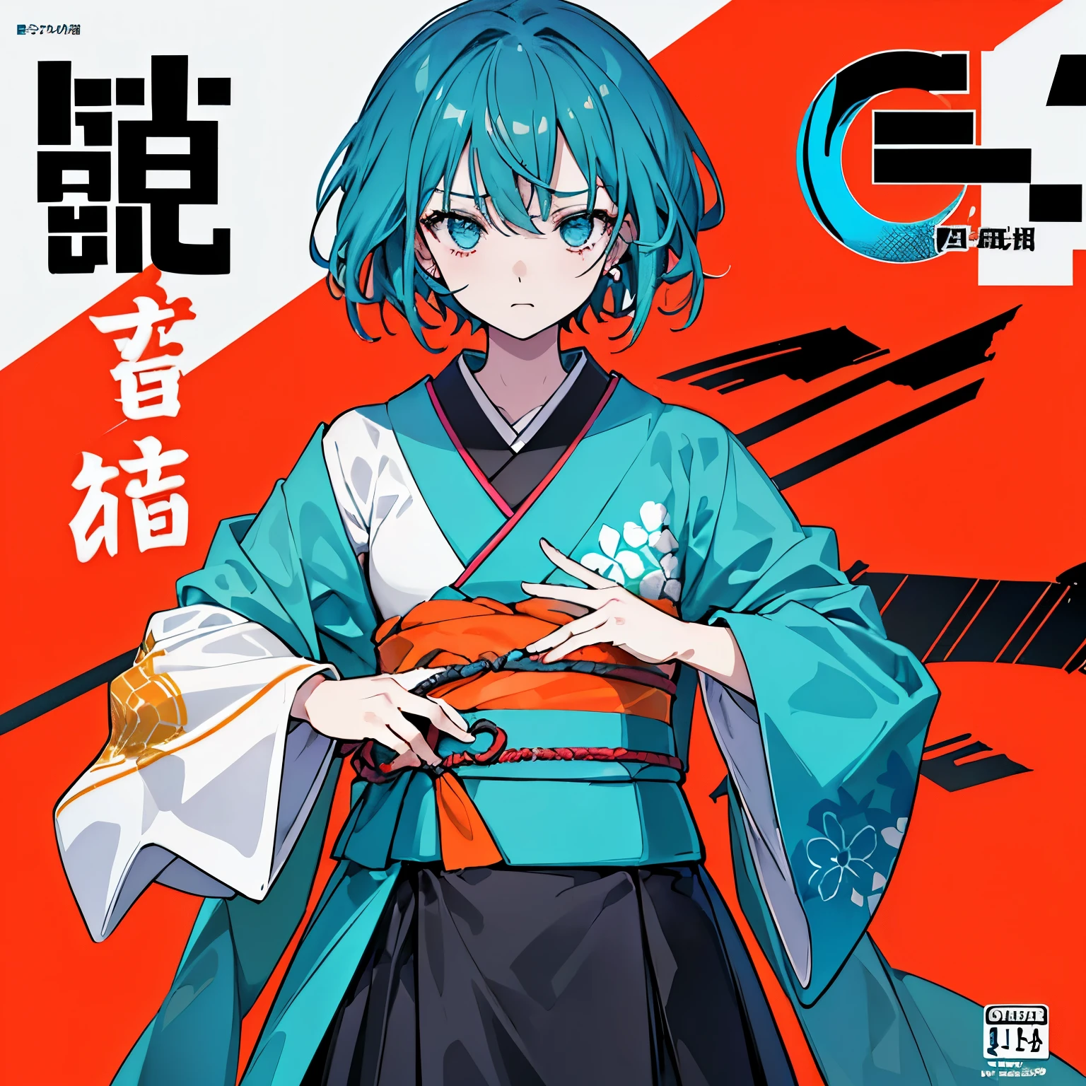 ((((dramatic))), (((Rough feeling))), (((intense))) magazinecover of、イケメンの女を主people々々々issued。He stands confidently in the center of the poster，流行に敏感なclothingをする，There was a smile on her face。The background is colorful and rough，There is a sense of danger and a strong feeling。The article is bold and eye-catching，catchyなスローガンとともに，Overall calm and calm。color palette is white、green、Mostly blue，Dotted with bright colorake the poster that&#39;sitmic and visually striking，tachi-e (magazine:1.3), (cover style:1.3), center of fashion, short hair,two block,kimono,people々々々, lively, clothing, pose on top, front,rich colorful，that&#39;sit，With background，elements of，have confidence，Express，halter neck，statement，attachment，majestic，coil，around it，touch genitals，scene，article，cover of，boldness，to attract attention，title，center of fashion，typeface，catchy，titleオーレビッグ，smart、modern、tendency、i concentrate、center of fashion、