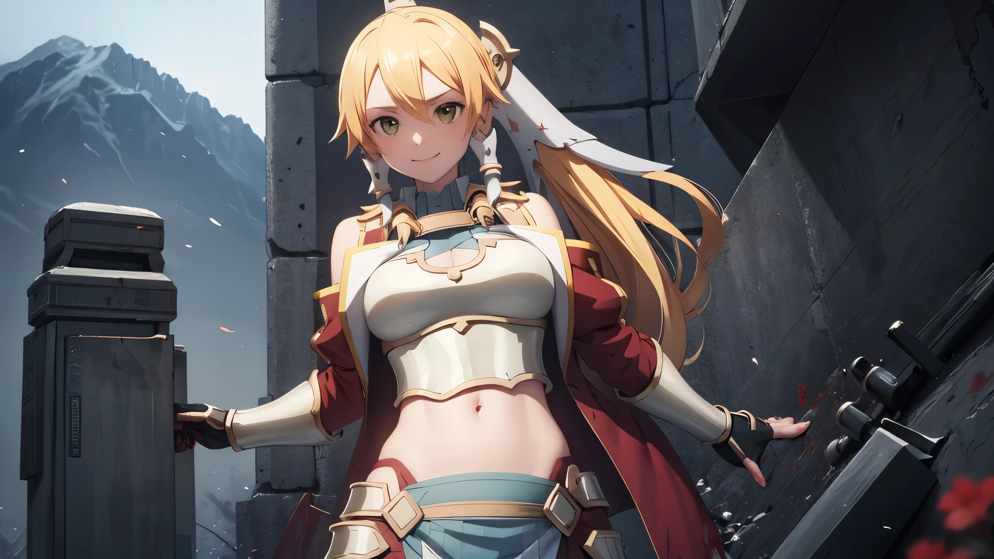 girl 1, belly button, big breasts, femdom, bullying, killer, Blood on the body, Blood on the armor, Blood in the belly button, Blood in the stomach, Blood on the breasts, tall, belly buttonに血 ,Blood in the stomach,  gun, knife, sword, war, underwear, kill, Behead, shot from below, sensual, Blood on the breasts, smile