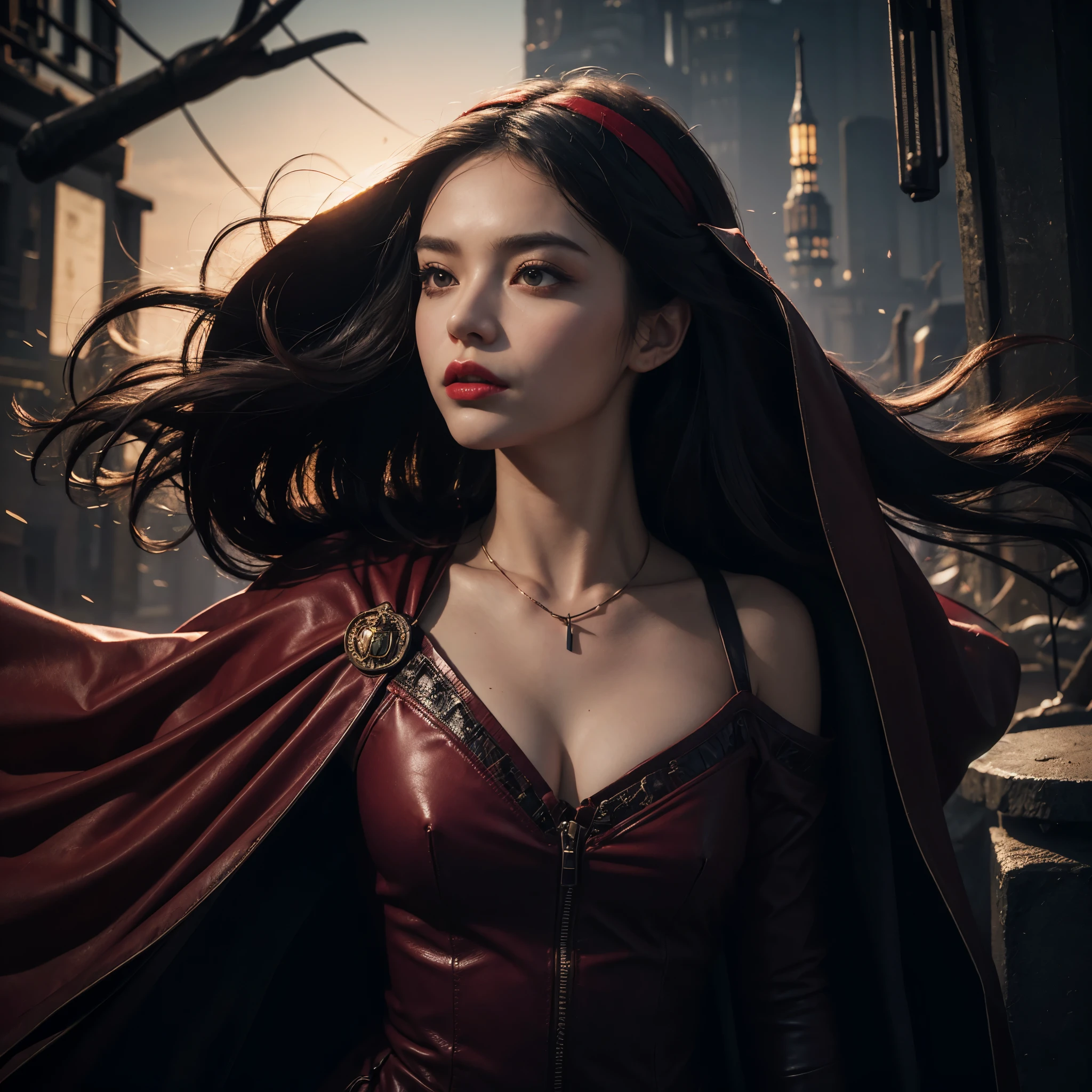 best quality, masterpiece, super high resolution, (fidelity:1.4), photo, 1 girl, zombie siege, dim, darkness, despair, pity, wretched, movie, tears, teardrops,
