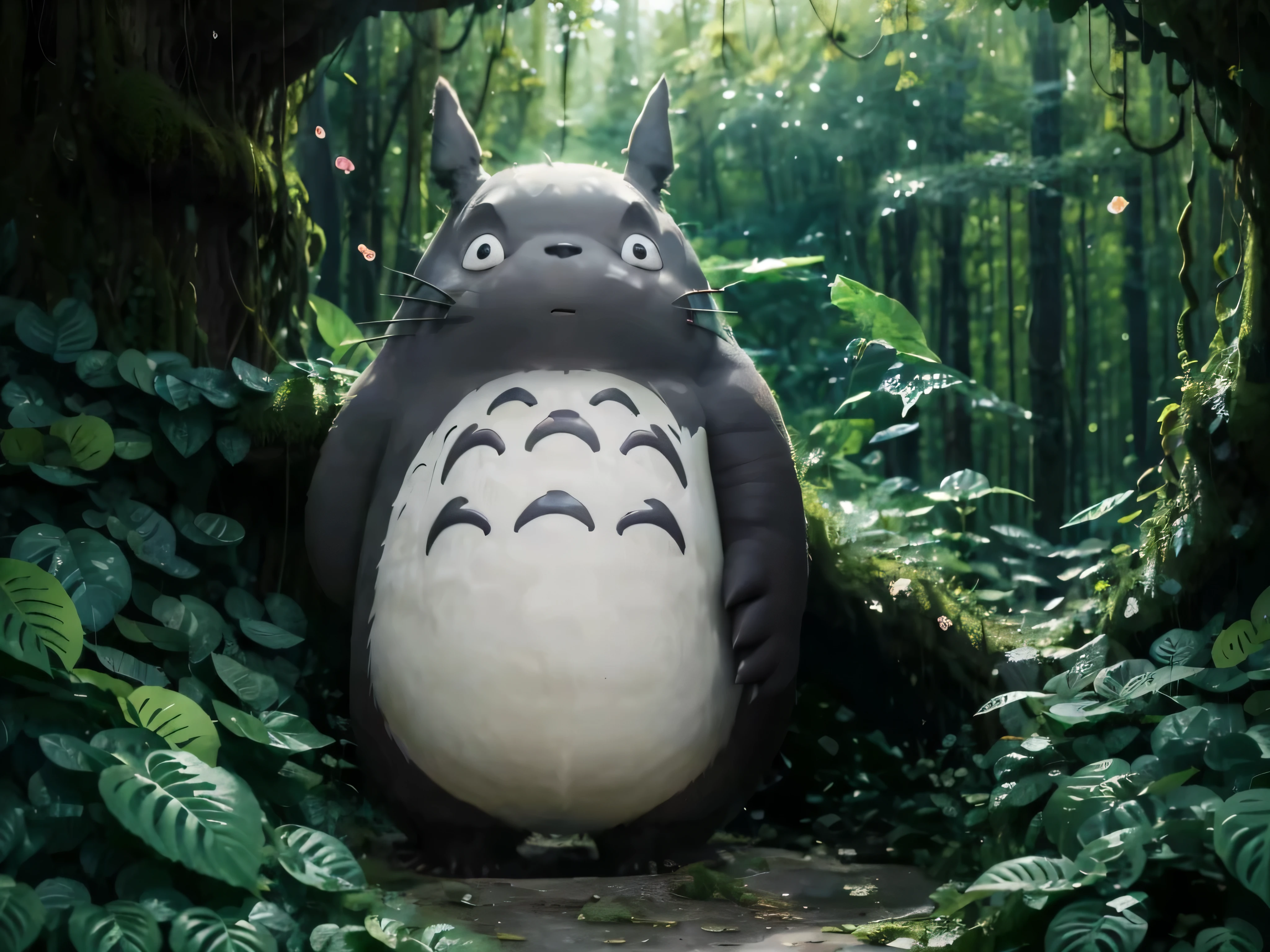 there is a large chinchilla standing in a forest with a lot of leaves, chinchilla sitting in a forest, portrait of real life chinchilla, real life chinchilla, chinchilla from my neighbor chinchilla, chinchilla, of chinchilla, my neigbor chinchilla, my neighbor chinchilla, Studio Ghibli Hot Topics, Studio Ghibli filters