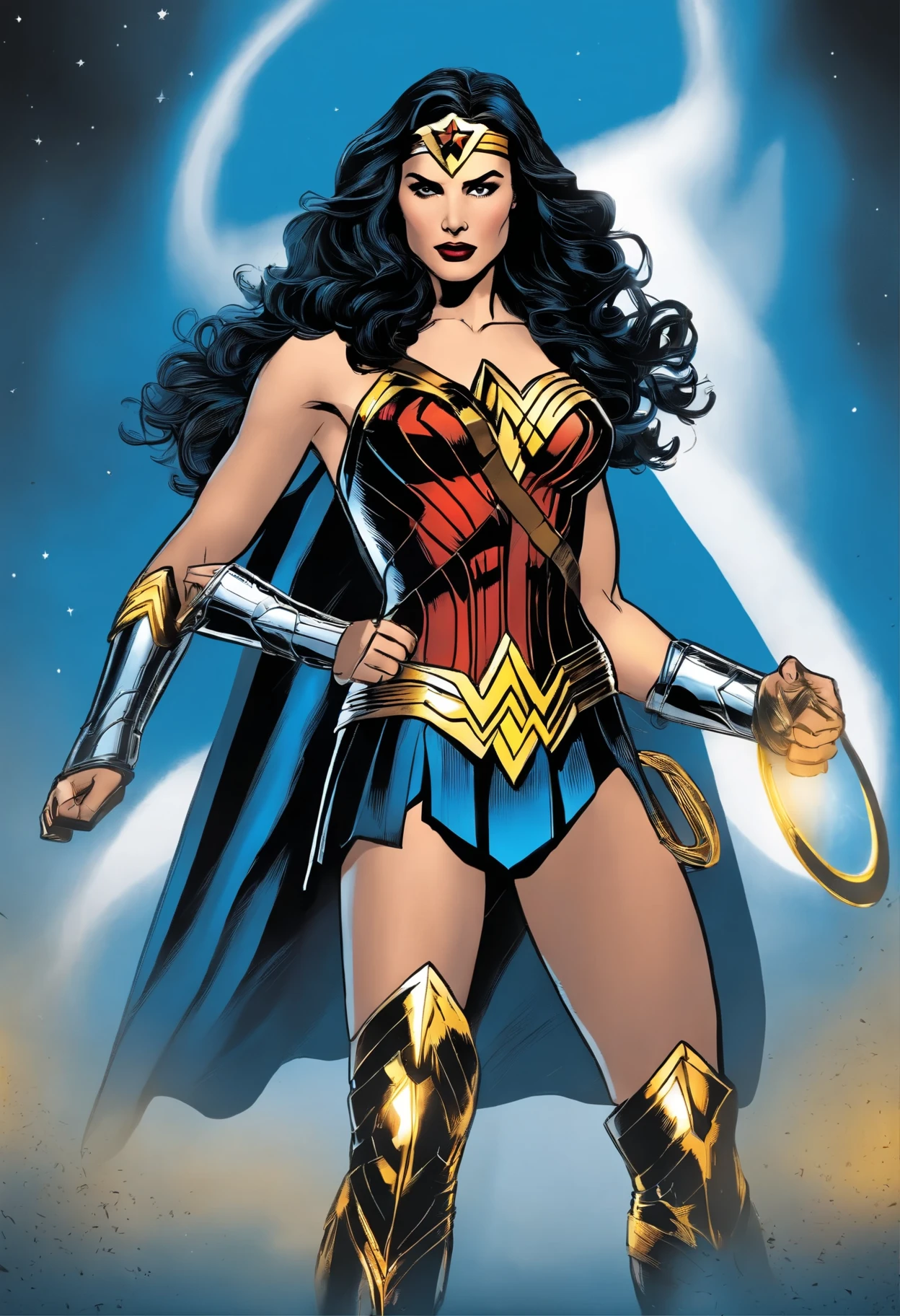 Turn wonder woman's costume colors into blue, black, yellow, white, light blue