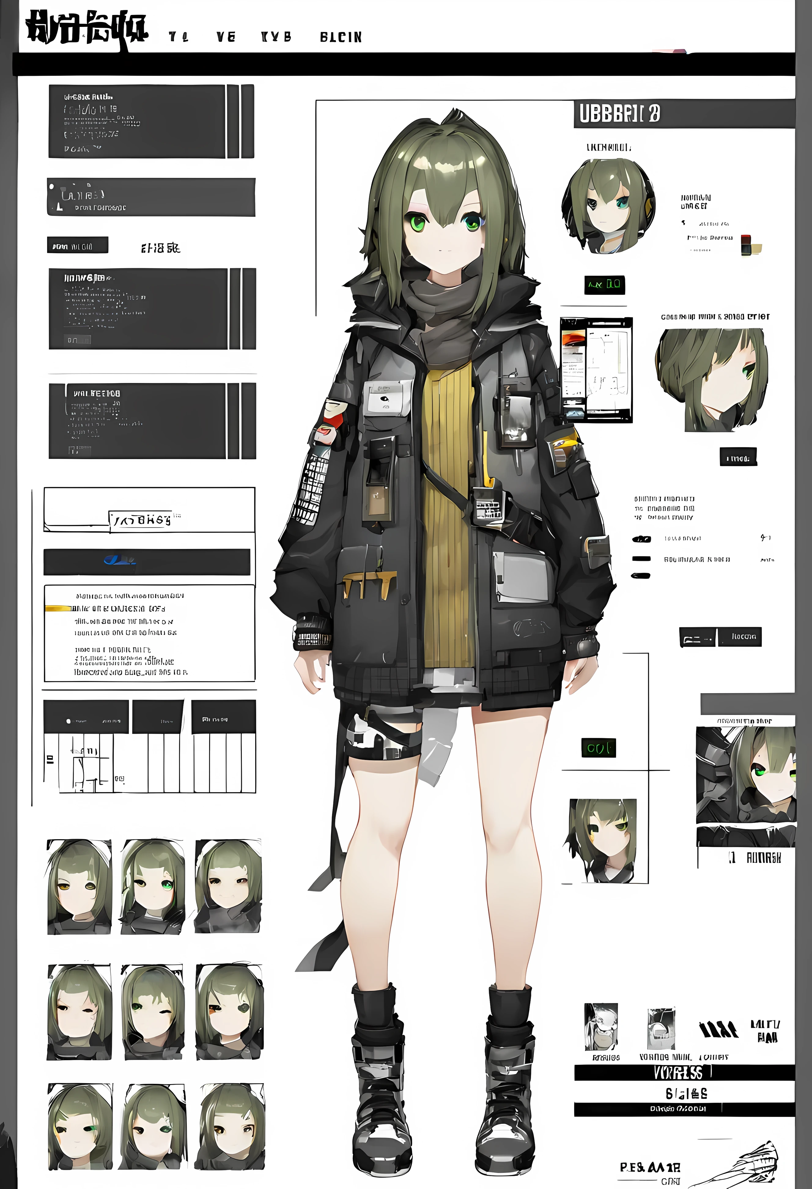 "front view, character sheet, vtuber model, live 2d model, character, arknights, No background."