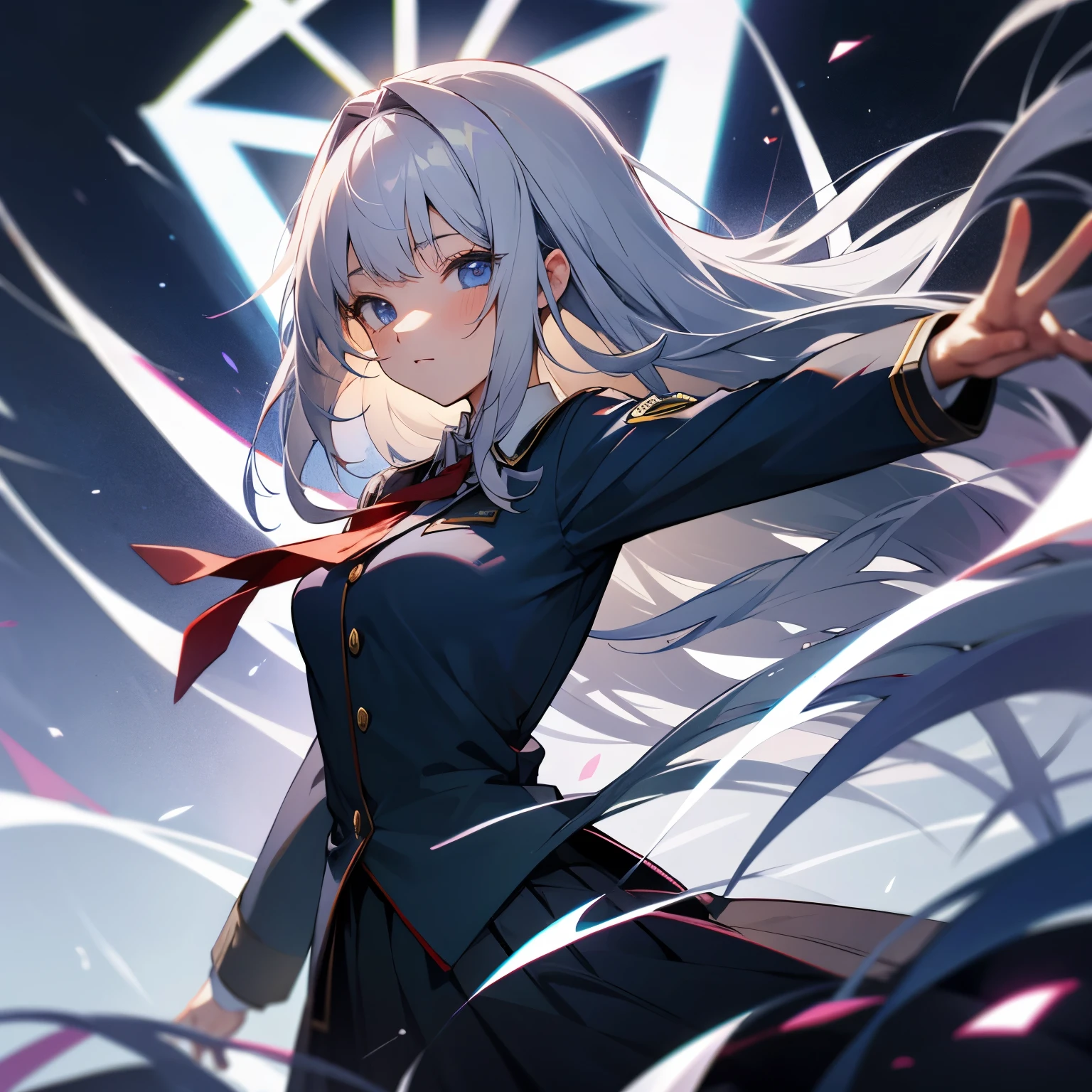 late night,School,uniform,girl,long hair,spirit,gray hair