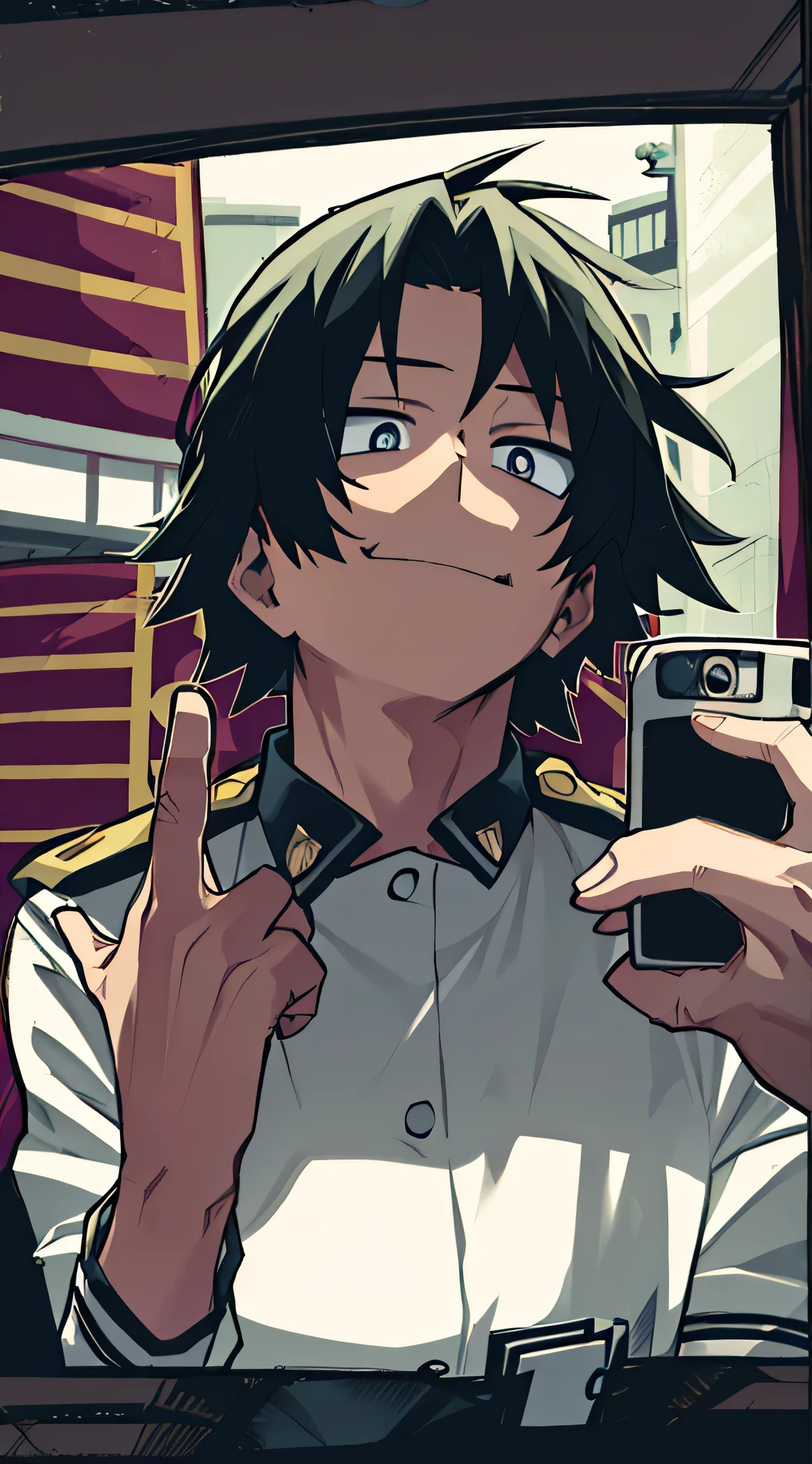 1 chico, horikoshi kouhei, boku no hero academia, calm eyes, calm face, ojos ambar, (alto detallado, buena perspectiva)