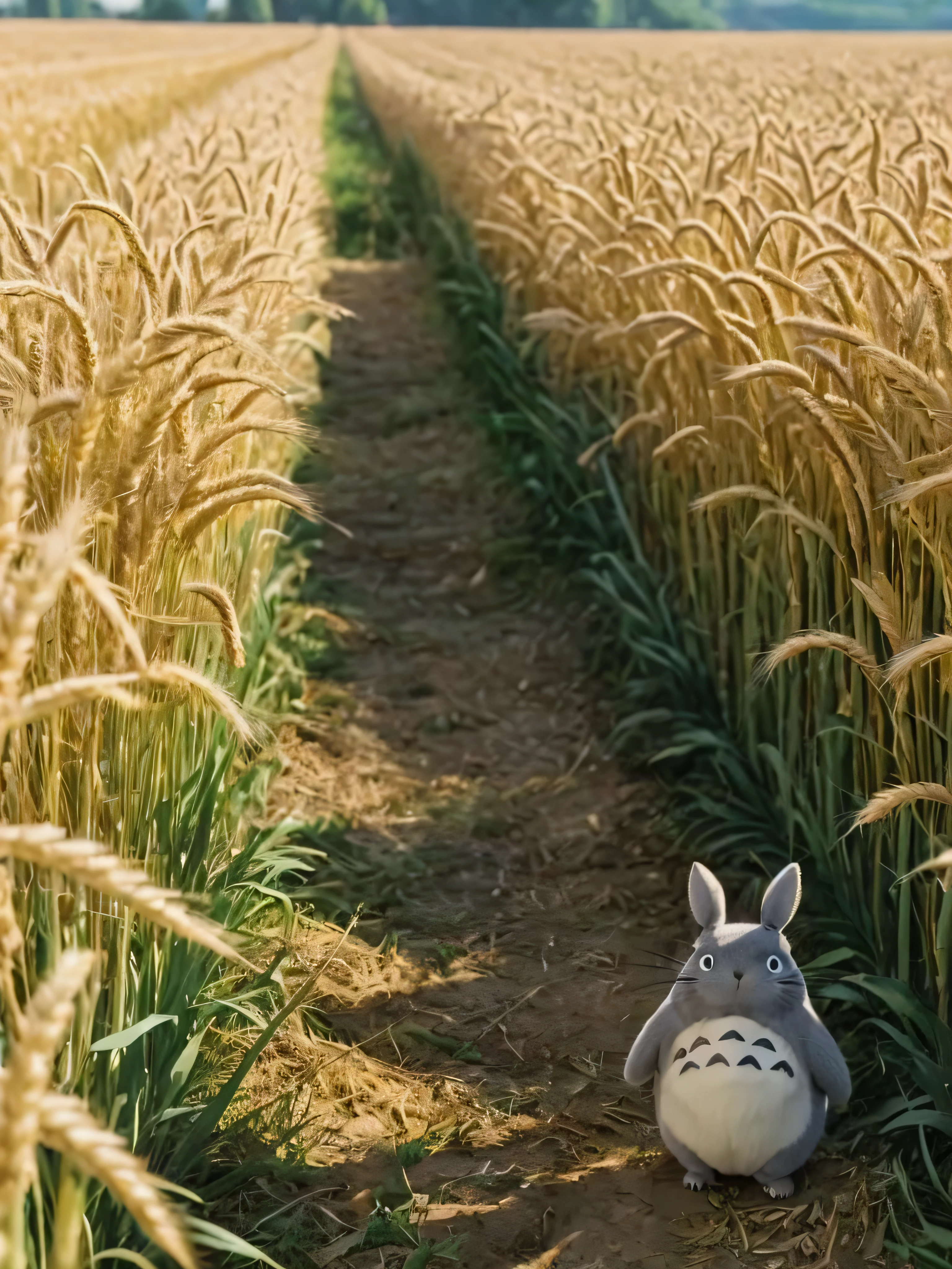 麦田里有一只小chinchilla, miyazaki film co., ltd., Hayao Miyazaki的动画, Studio Ghibli aesthetics, chinchilla, Ghibli atmosphere, of chinchilla, Hayao Miyazaki, from the studio Ghibli movies, my neighbor chinchilla, Hayao Miyazaki scene, Ghibli movies, medium shot. Hayao Miyazaki