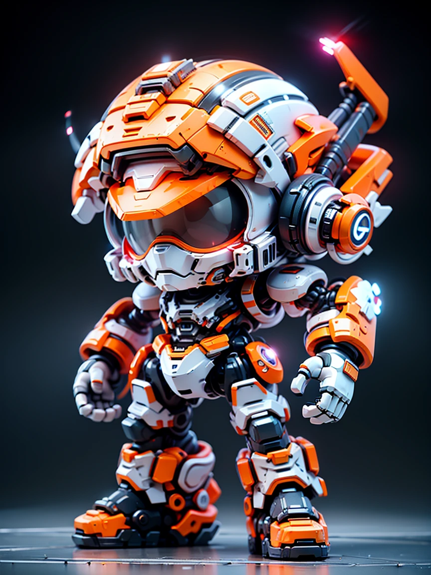 Pixar style, (Blind box toy style:1.2), (full-body shot) , 1 transparent and cute RoboCop doll, Transparent mecha, Exquisite helmet:1.2, Luminous goggles:1.2, Colorful neon lights, High-tech mechanical parts, Metal body, Detailed mechanical metal design, bright colors, Dynamic glow, Reflective metal surface, bright environment, dynamic poses, Exquisite presence, skill improved, interlocking mechanical gears, Stylish design, motion blur effect, Detailed metal processing, Sci-fi atmosphere, Streamlined aerodynamic shape, Laser scanning pattern, Holographic projection, LED light track, beautiful and unforgettable, Advanced sensors, complex algorithm, Ominous and mysterious atmosphere, electric spark, Shiny chrome plating, Propulsion systems of the future, Clean, White background, (global illumination, Ray tracing, high dynamic range, Unreal rendering,Reasonable design, high detail, masterpiece, best quality, ultra high definition, light)，Chibi，locomotive