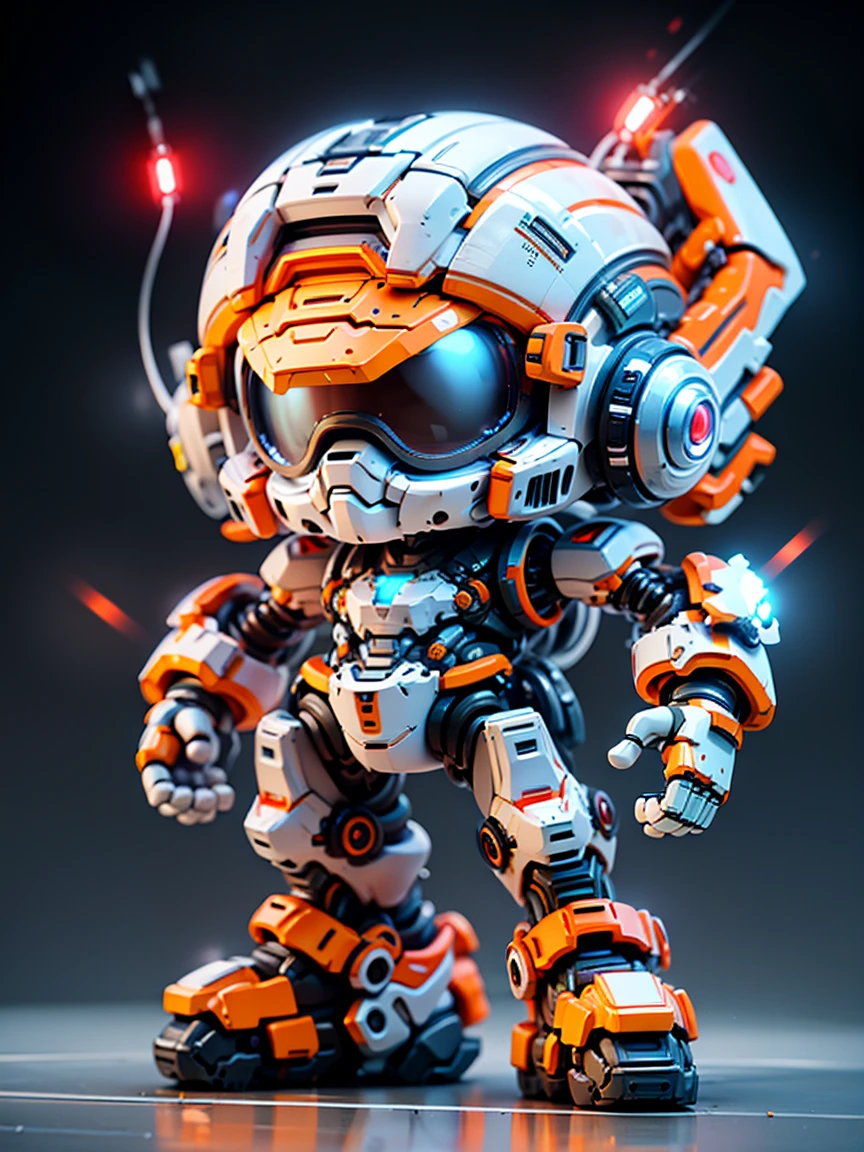 Pixar style, (Blind box toy style:1.2), (full-body shot) , 1 transparent and cute RoboCop doll, Transparent mecha, Exquisite helmet:1.2, Luminous goggles:1.2, Colorful neon lights, High-tech mechanical parts, Metal body, Detailed mechanical metal design, bright colors, Dynamic glow, Reflective metal surface, bright environment, dynamic poses, Exquisite presence, skill improved, interlocking mechanical gears, Stylish design, motion blur effect, Detailed metal processing, Sci-fi atmosphere, Streamlined aerodynamic shape, Laser scanning pattern, Holographic projection, LED light track, beautiful and unforgettable, Advanced sensors, complex algorithm, Ominous and mysterious atmosphere, electric spark, Shiny chrome plating, Propulsion systems of the future, Clean, White background, (global illumination, Ray tracing, high dynamic range, Unreal rendering,Reasonable design, high detail, masterpiece, best quality, ultra high definition, light)，Chibi，locomotive