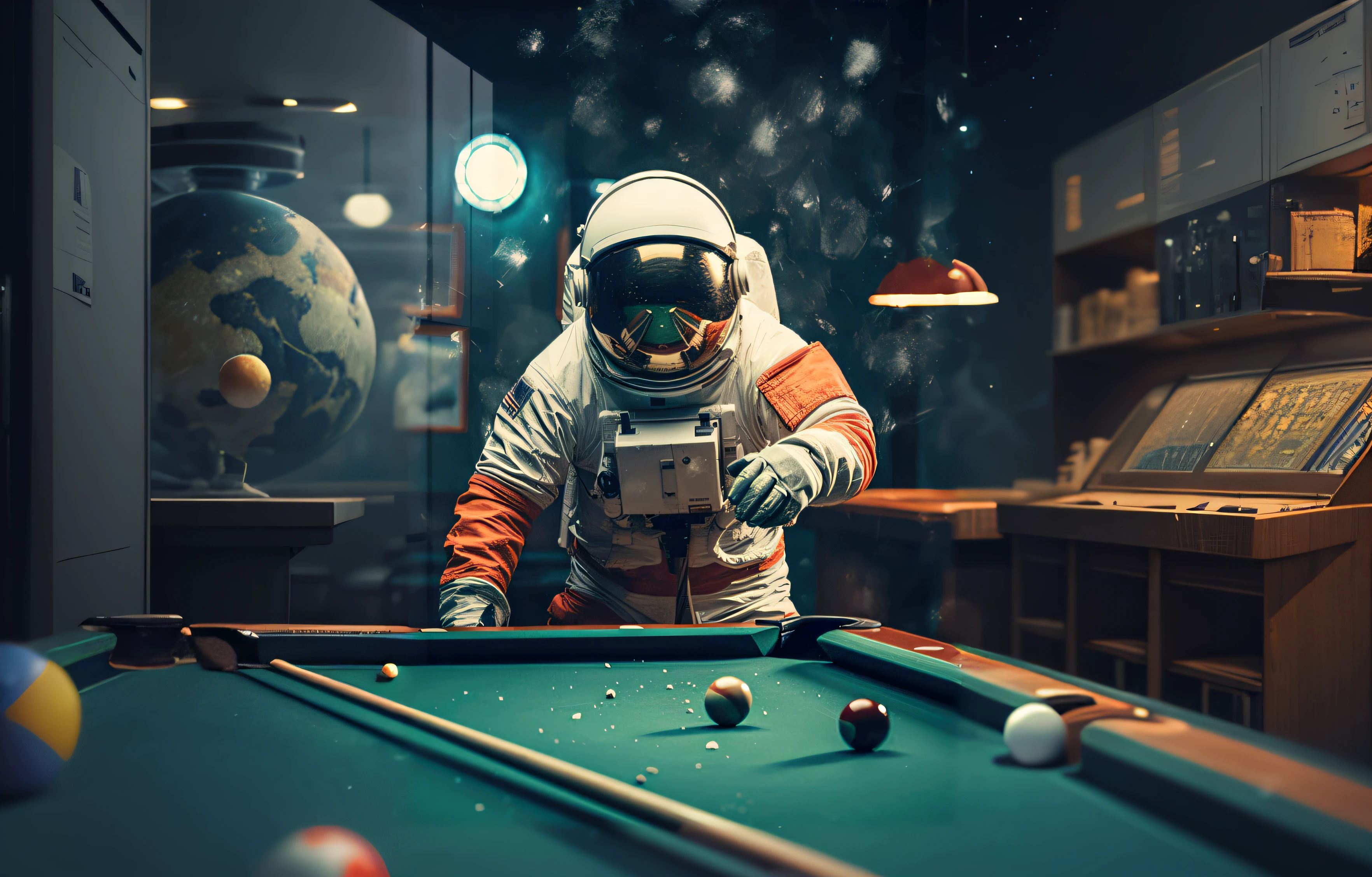 astronauts in spacesuits,Play billiards with camera and ball, astronaut, astronaut和太空殖民地, astronaut的肖像, swimming in space, Beeple and Tim Hildebrandt, astronaut, 太空中的astronaut, hummingbird style, Inspired by bees, craig mullins style, realism | hummingbird, hummingbird |, space exploration