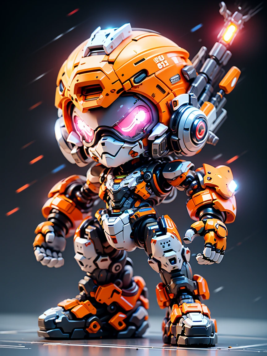 Pixar style, (Blind box toy style:1.2), (full-body shot) , 1 transparent and cute RoboCop doll, Transparent mecha, Exquisite helmet:1.2, Luminous goggles:1.2, Colorful neon lights, High-tech mechanical parts, Metal body, Detailed mechanical metal design, bright colors, Dynamic glow, Reflective metal surface, bright environment, dynamic poses, Exquisite presence, skill improved, interlocking mechanical gears, Stylish design, motion blur effect, Detailed metal processing, Sci-fi atmosphere, Streamlined aerodynamic shape, Laser scanning pattern, Holographic projection, LED light track, beautiful and unforgettable, Advanced sensors, complex algorithm, Ominous and mysterious atmosphere, electric spark, Shiny chrome plating, Propulsion systems of the future, Clean, White background, (global illumination, Ray tracing, high dynamic range, Unreal rendering,Reasonable design, high detail, masterpiece, best quality, ultra high definition, light)，Chibi，locomotive