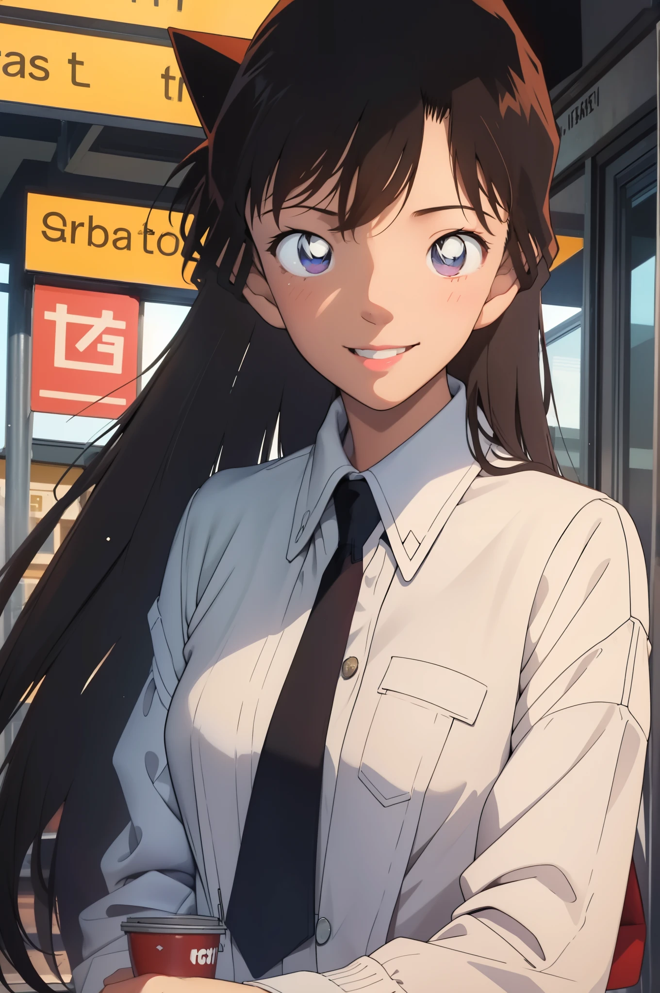 1 girl,  ((masterpiece, best quality, 8k))，As you wish，Off the shoulder dress，Smile，close up，looking at camera，Face turned red，Perfect body，business attire，white collar，White shirt，Suit，split