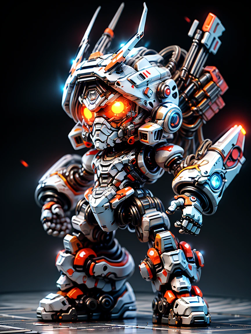 Pixar style, (Blind box toy style:1.2), (full-body shot) , 1 transparent and cute mechanical scarecrow doll, Transparent mecha, Exquisite helmet:1.2, Luminous goggles:1.2, Colorful neon lights, High-tech mechanical parts, Metal body, Detailed mechanical metal design, bright colors, Dynamic glow, Reflective metal surface, bright environment, dynamic poses, Exquisite presence, skill improved, interlocking mechanical gears, Stylish design, motion blur effect, Detailed metal processing, Sci-fi atmosphere, Streamlined aerodynamic shape, Laser scanning pattern, Holographic projection, LED light track, beautiful and unforgettable, Advanced sensors, complex algorithm, Ominous and mysterious atmosphere, electric spark, Shiny chrome plating, Propulsion systems of the future, Clean, White background, (global illumination, Ray tracing, high dynamic range, Unreal rendering,Reasonable design, high detail, masterpiece, best quality, ultra high definition, light),Chibi,locomotive