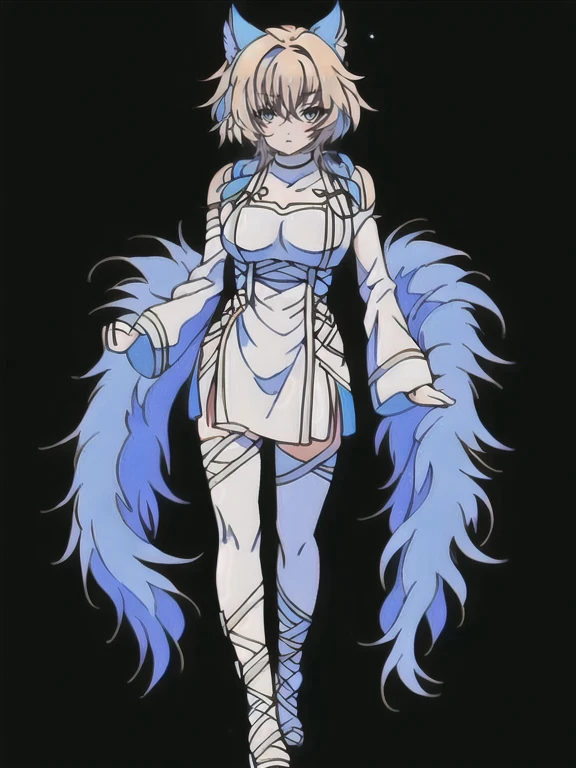 solo, 1boy,「white hair,cerulean blue」long hair,  {{nighthawk mask}},  There&#39;s a man wearing a costume, {fox tail,} {one wing of a crow} Farson!!!!, furry Farson, furry characters, furry anime, Farson, furry paws furry, Furry shots, there is nothing, very hairy, furry artist, upright, [[[Anthropomorphic Nue]]] virtual youtuber, full body