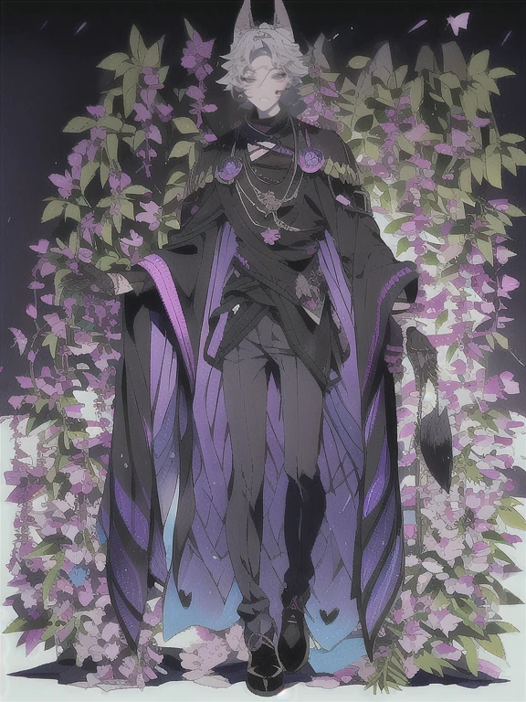 solo, 1boy,「white hair,cerulean blue」long hair,  {{nighthawk mask}},  There&#39;s a man wearing a costume, {fox tail,} {one wing of a crow} Farson!!!!, furry Farson, furry characters, furry anime, Farson, furry paws furry, Furry shots, there is nothing, very hairy, furry artist, upright, [[[Anthropomorphic Nue]]] virtual youtuber, full body