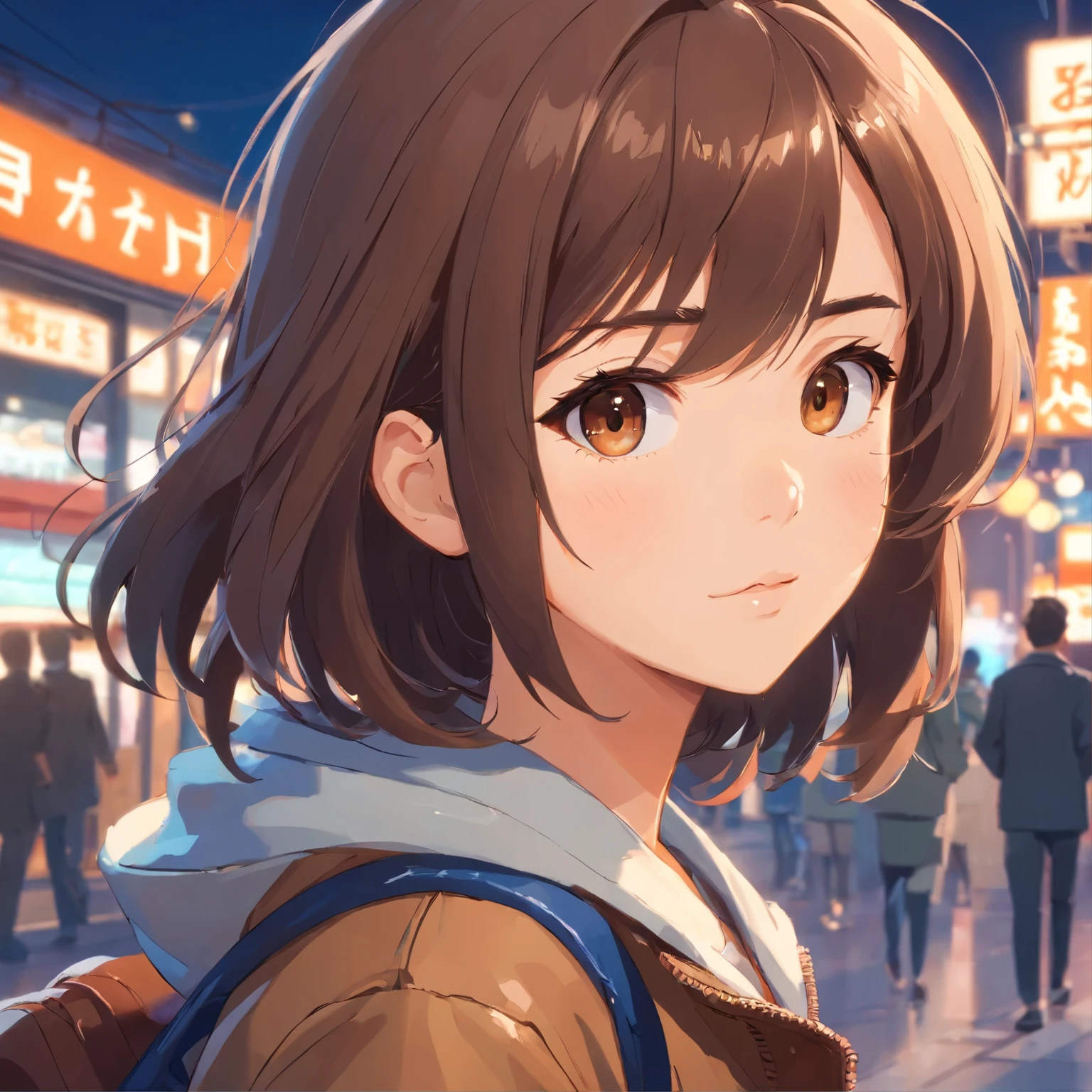 A beautiful and cute girl, wearing jacket, decent look, handsome girl, attitude, beautiful brown eyes, brown hair, cool style, 16y, detailed face, 8k