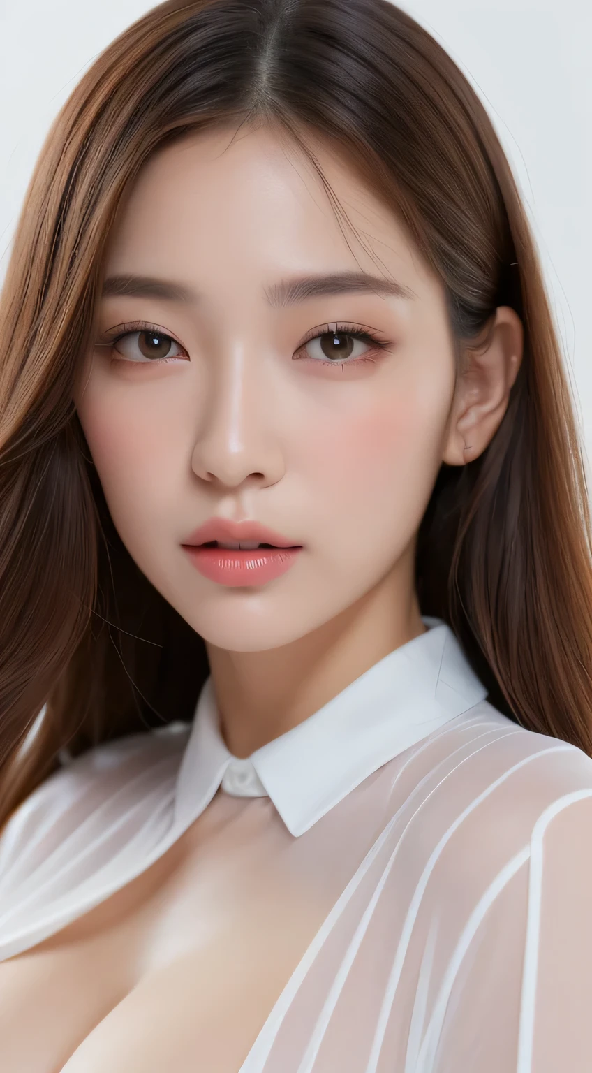 (Best quality, 8k, 32k, Masterpiece, UHD:1.3),Photo of glamorous Japanese woman, 1girl, (large breasts:1.2), abs, perfect body, (transparent shirt:1.1), ultra-detailed face, detailed lips, detailed eyes, double eyelid