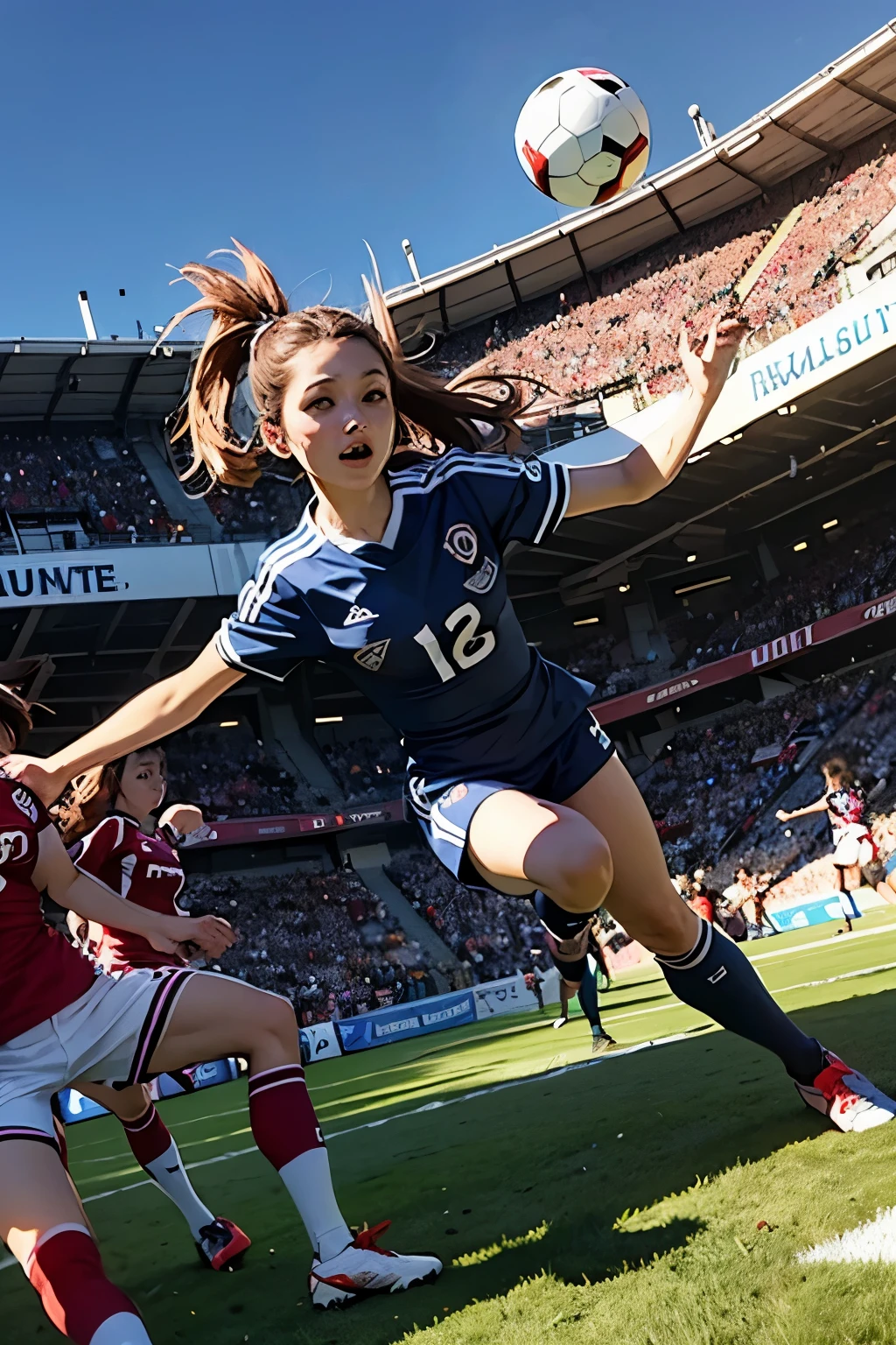 ((wide angle image)), women's football match