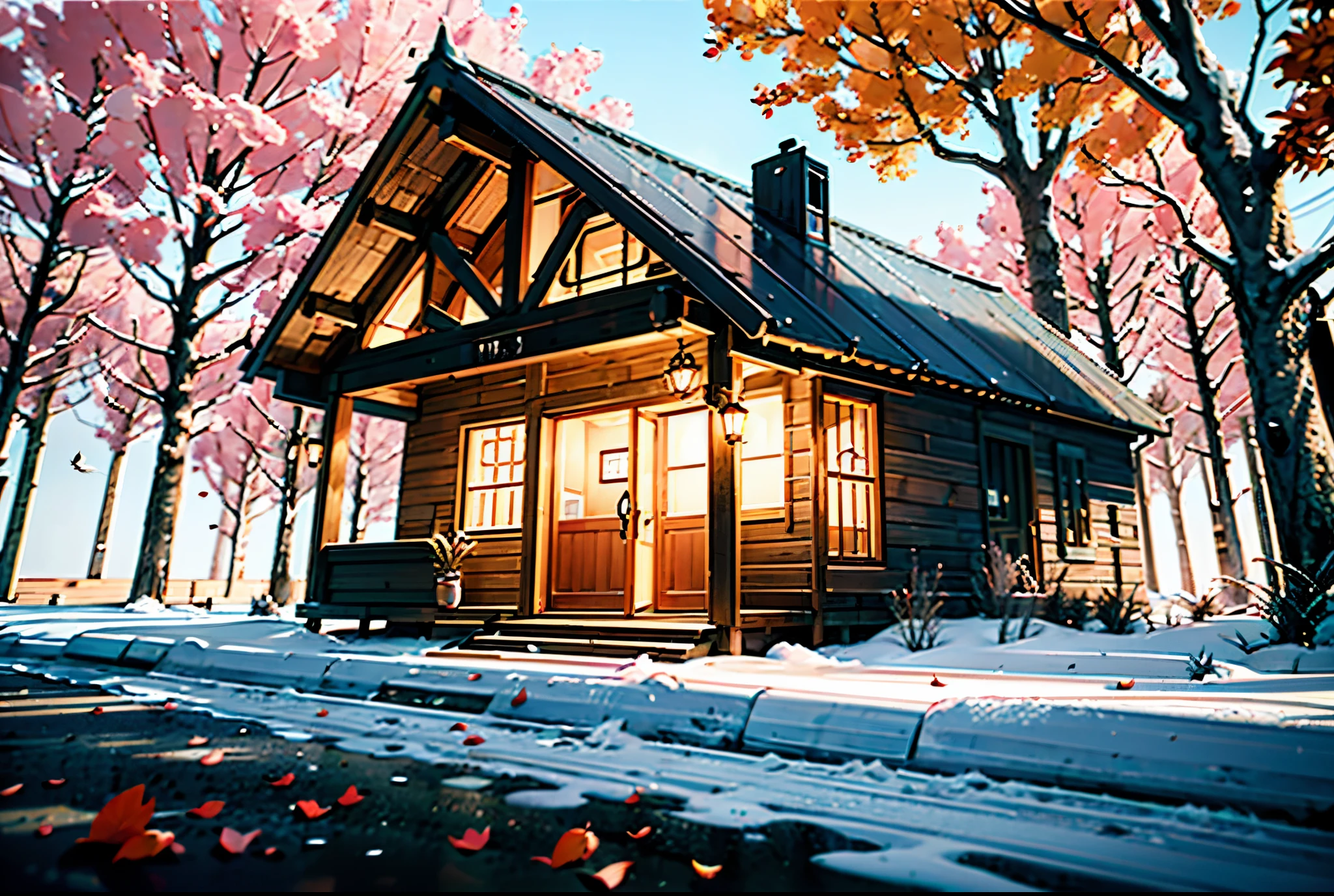 (A tiny little colourful wooden house on the big tree's branch is giving autumn vibe in the evening),cold atmosphere,birds are resting on the branches,forest background,front view,far shot lens,cinematic lighting,3d render house,delicated colours,highly resolution,highly quality,symmetrical,crisp quality,intricate pattern of tree and house,unreal engine 5,trending on artstation,ambient lighting,UHD,HDR,sharpness,octane rende,,surrealistic photo,hyper realism,realistic colours,intricacy of the design,cinematic render,hyper detailed photo
Aspect ratio= 4:3