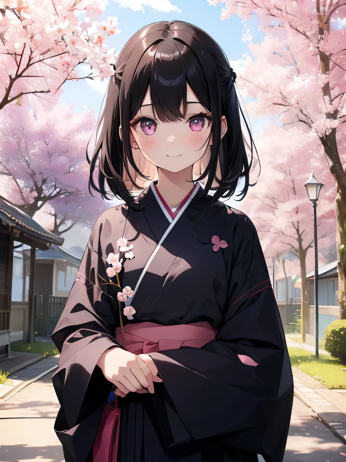Anime girl in kimono outfit standing in front of a tree - SeaArt AI