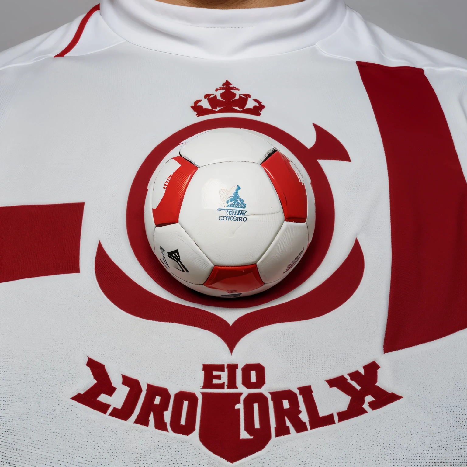 Un escudo de futbol, El logo es rojo, El fondo es color blanco para convertirlo a png 