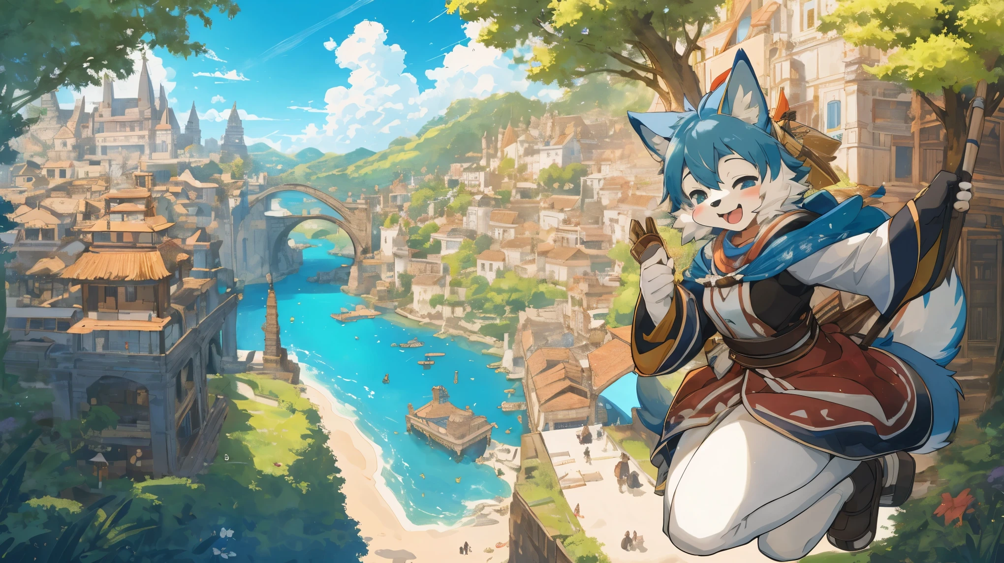 cover page, super high resolution, detailed background, World Heritage Site, 6+boys, 6+girls, Happy, joyful, absurdres(Photos of solo travelers)(kemono, furry anthro)cinematic,