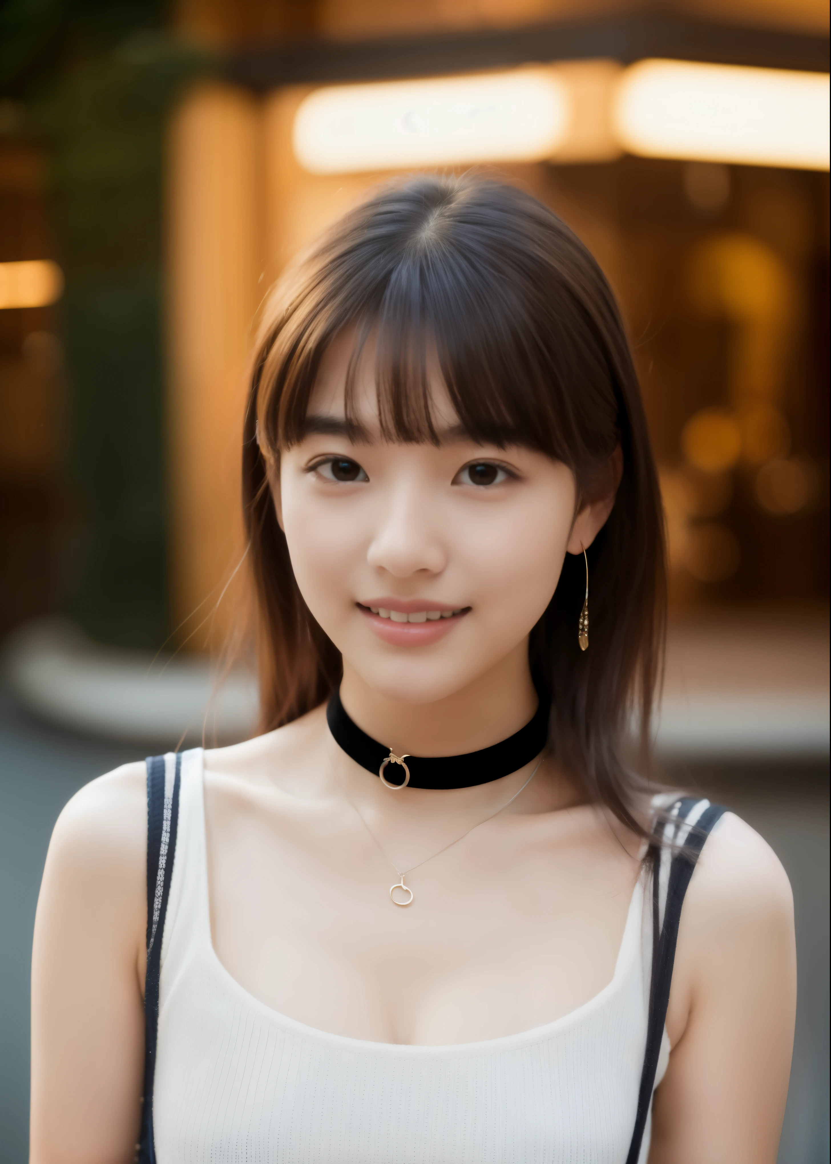 beautiful 20 year old woman。she is wearing a satin camisole、I&#39;m wearing a choker around my neck。 。She looks ecstatic as if she had an orgasm during sex..。her dark brown hair is braided. High resolution、masterpiece、highest quality、頭w:1.0、((Hasselblad Photos))、fine skin、fine knit、(movie lighting)、clavicle . 