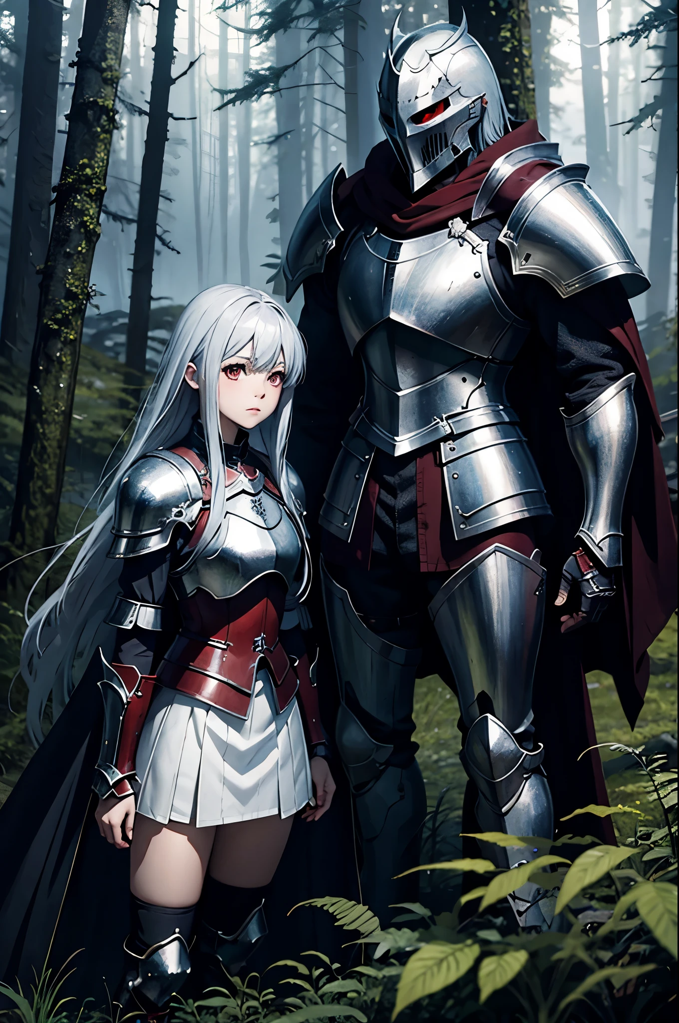 [[Clannad style]], [[a women with silver hair and red bangs]], [[red eyes]], [[gloomy, dark forest background]], [[poor natural lighting]], [[great quality]],[[masterpiece]], [[best artist]], [[best performance]], [[16k quality]], [[HDR+]], fantasy world, fantasy knight armor [knight pose with sword]
