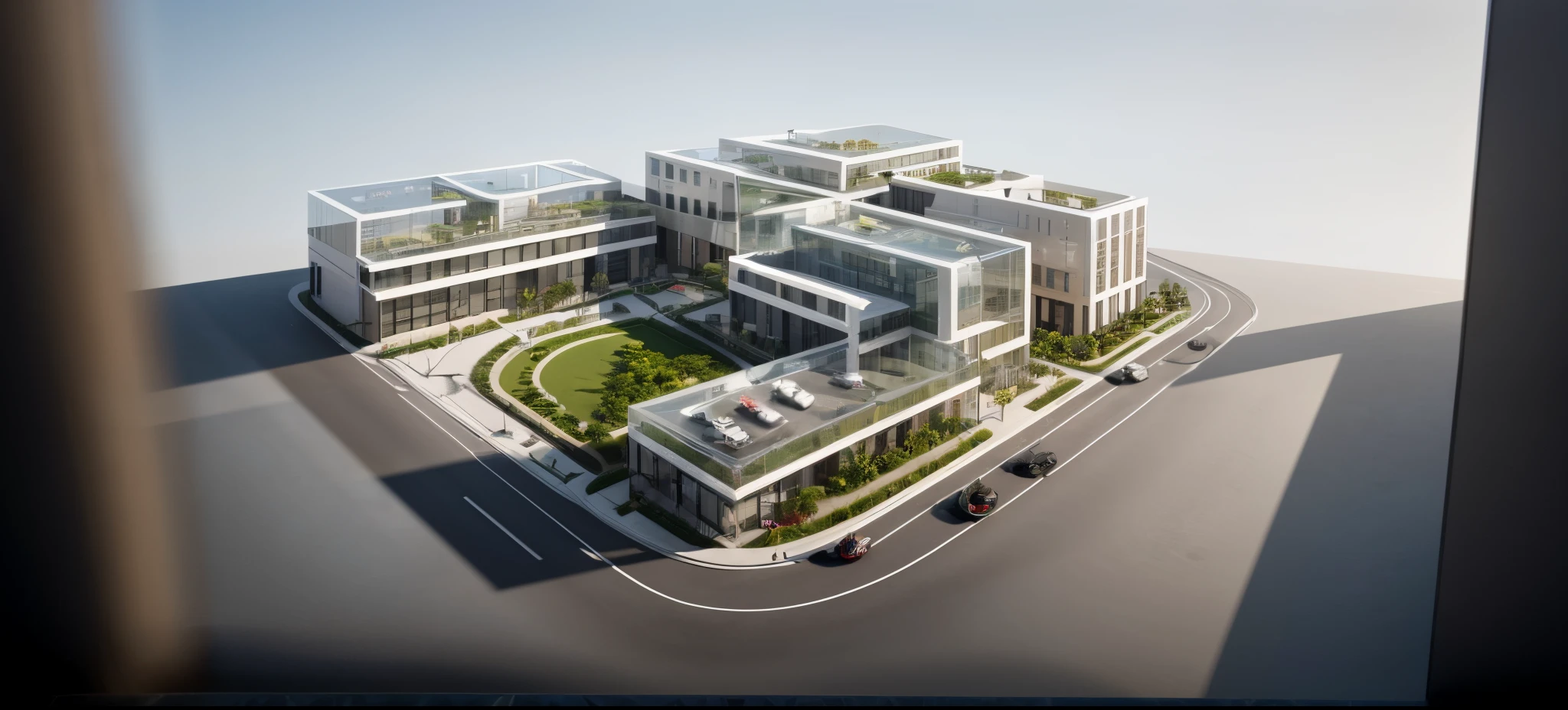 RAW photo,Masterpiece, high quality, best quality, authentic, super detail, exterior, outdoors,street view,hotel building mid rise,New modern style, bustling commercial center,glass curtain wall,marble,vertical frame,sidewalk,soft curves, Curved architecture, trees, (bustling traffic street:1.1)
(day:1.1), vivid colour, vray render