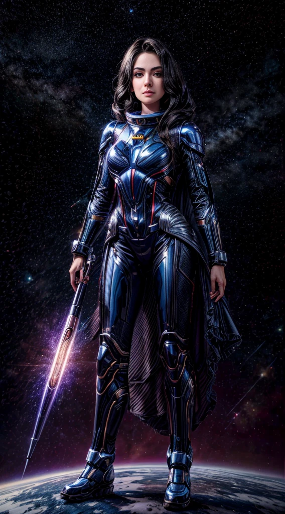 Space Ranger, masterpiece, best quality,ultra-detailed,hyper details, cinematic light,black hair, hair bobbles, wince, longeyelashes, solid circle eyes, pov, atmospheric perspective, 8k, super detail, ccurate, best quality, high quality, retina, UHD, masterpiece, ccurate, anatomically correct, 4K, 16k, 1080P, HD, highres