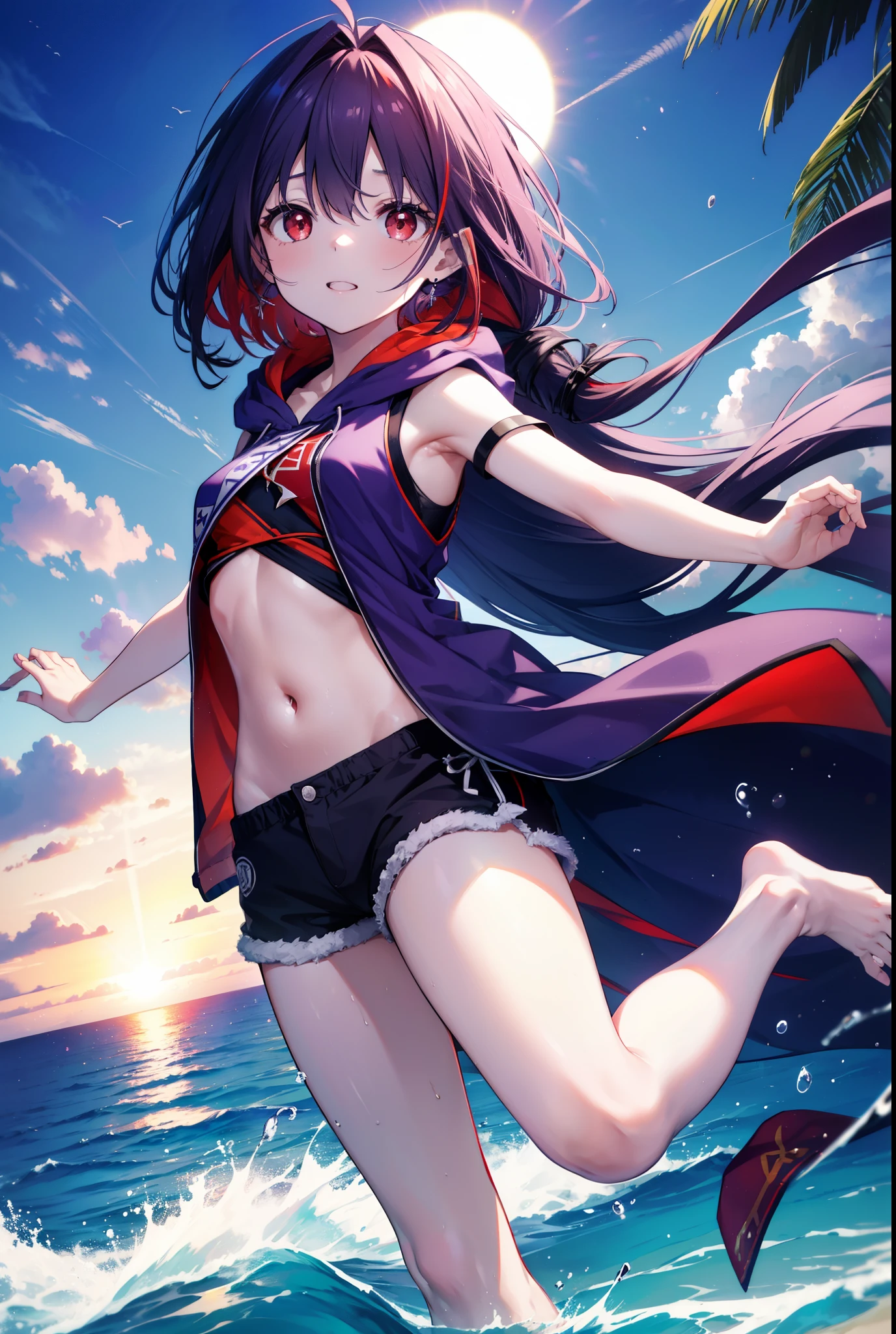 (masterpiece, best quality, detailed, 4k, 8k, higres, extremely detailed CG, beautiful detailed eyes, ultra detailed details: 1.2, 8k wallpaper), 1girl, 1boy, behind, silly, beautiful face, (necklace: 1.3), (multicolored hair: 1.2), long hair, gray eyes, (medium breasts: 1.2, small areolas), open mouth, (rolling eyes),, ahegao: 1.5), (: 1.3), (crying: 1.3), (predicament, slavery: 1.4), without shoes,  (posing, close-up), leg belt, pendant, flower ribbon, hair ribbon, hair ribbon, hair flower, elaborate features, (handcuffed, chain, hemp rope, restricted movement, tongue out, drooling saliva, thin thighs, seifuku), heavy breathing, outdoor, ((arms raised, shoulders bare, topless)) (similar to Ichika Nakano from Gotoube no Hayome