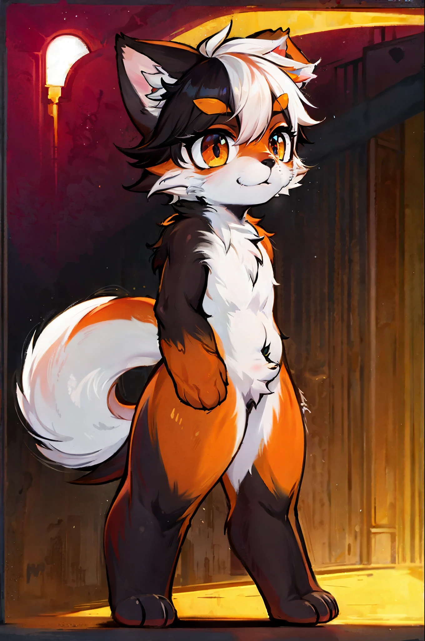 a close up of a cat standing on a stage with a light, commission on furaffinity, fursona furry art commission, furry art!!!, fursona commission, furry fursona, fursona art, furry furaffinity, furaffinity commission, fursona!!!!, furry character, furaffinity fursona, an anthro fox, gorgeous werefox fursona