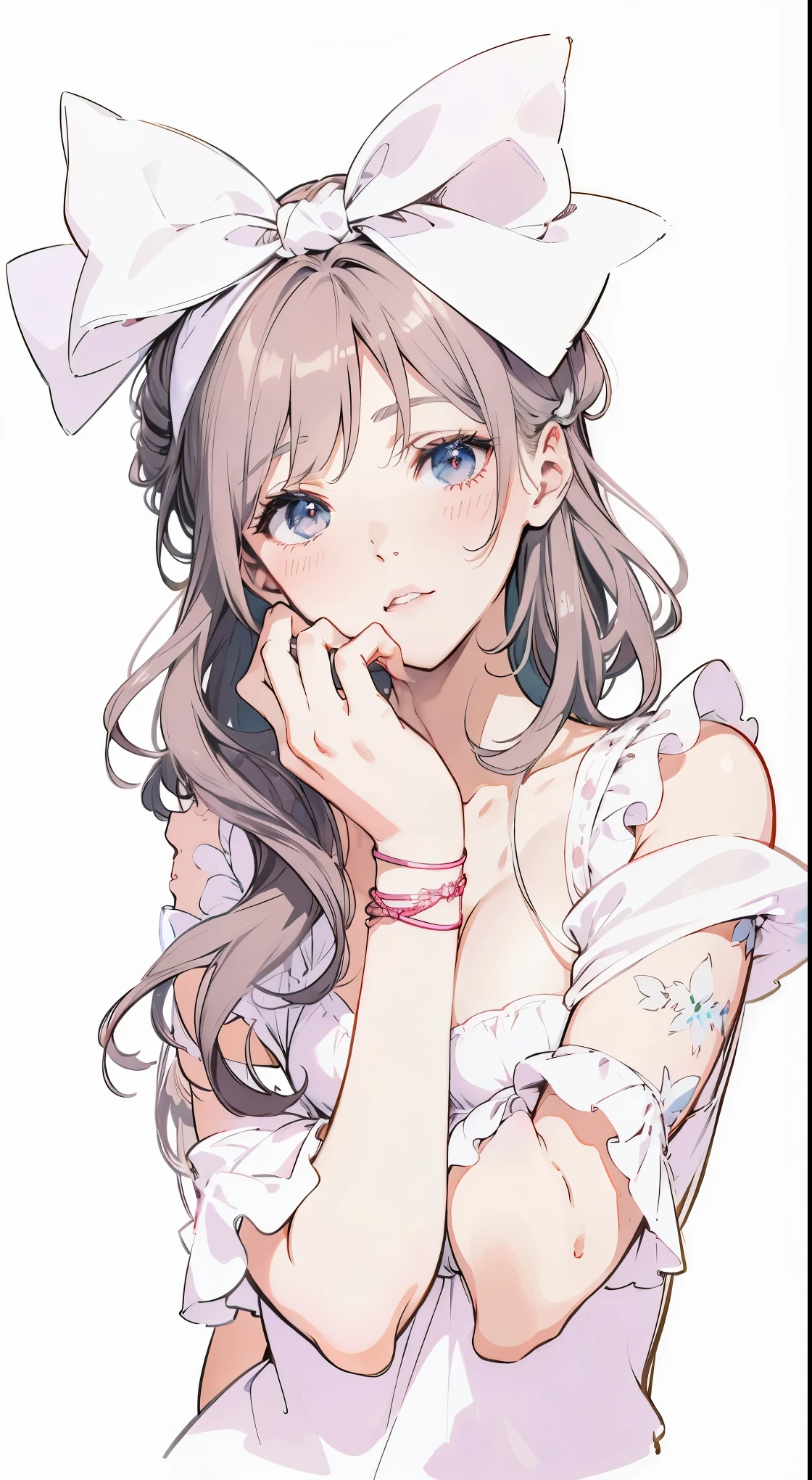 eine Nahaufnahme einer Frau mit einer rosa Schleife auf dem Kopf, im Stil der digitalen Illustration, beautiful digital illustration, atemberaubende digitale Illustration, Trend auf artstration, exquisite digitale Illustration, digitale Illustration -, Digitale Anime-Illustration, im Kunststil von Bowater, digitale Manga-Kunst, matte digitale Illustration, Loischer Kunststil, komische digitale Kunst, a beautiful artwork illustration of a painting of a woman with a bow on her head, artgerm. Anime-Illustration, Neoartcore und Charlie Bowater, Charlie Bowater-Kunststil, Rossdraws 1. 0, artgerm on artstation pixiv, beautiful fantasy art portrait, Stil von Charlie Bowater, exquisite digitale Illustration,Charlie Bowater Charakterkunst