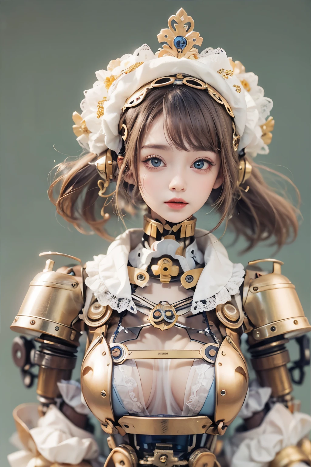 Karakuri doll、I can see that there is a mechanism inside the body.、It is powered by a wind-up spring.、mechanical limbs、Skin like china、A mechanical doll that moves automatically when you wind a screw.、ball jointed doll、neutral、elegant、graceful